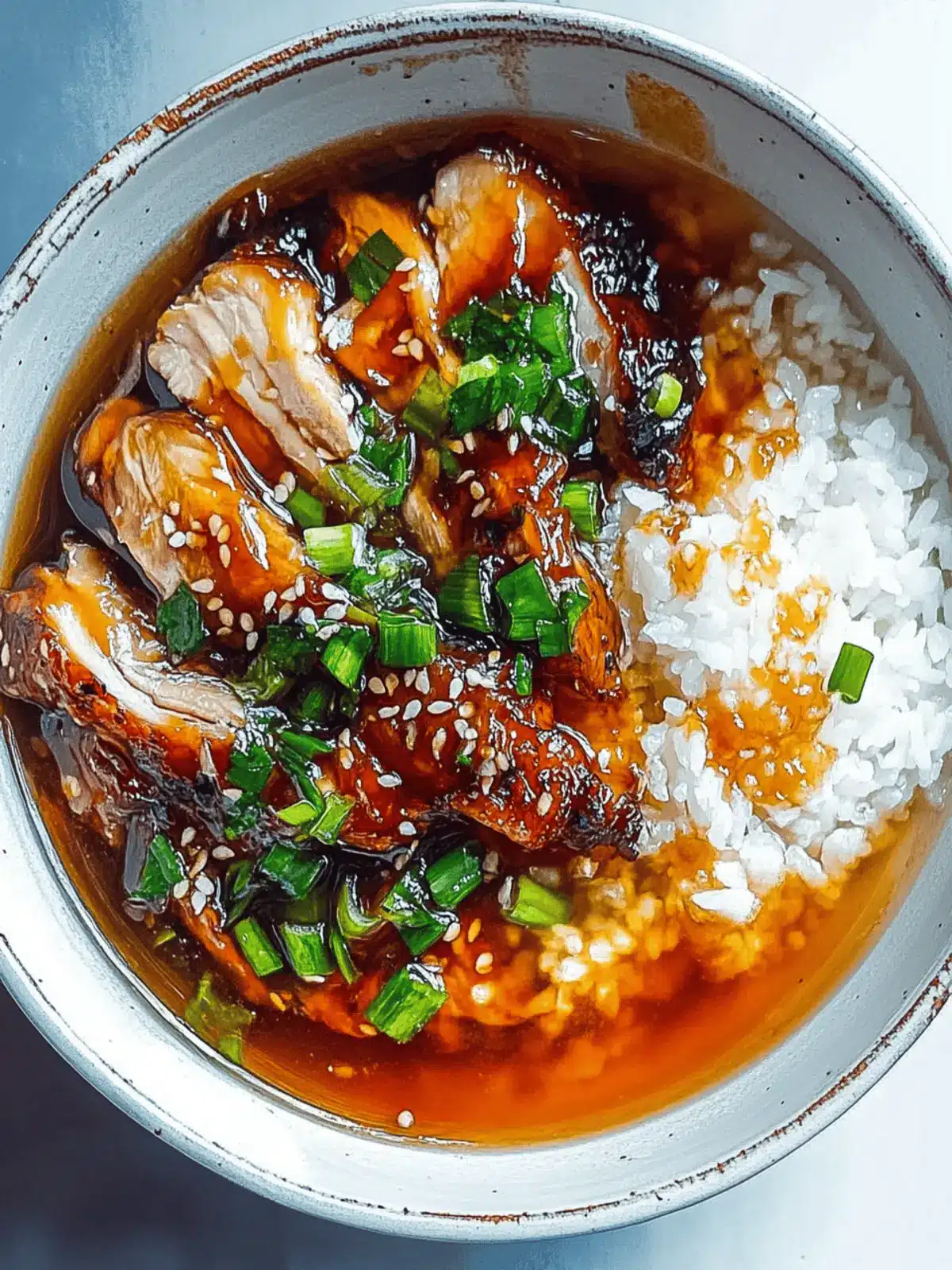 Caramelised Soy Chicken in Garlic Ginger Broth with Rice