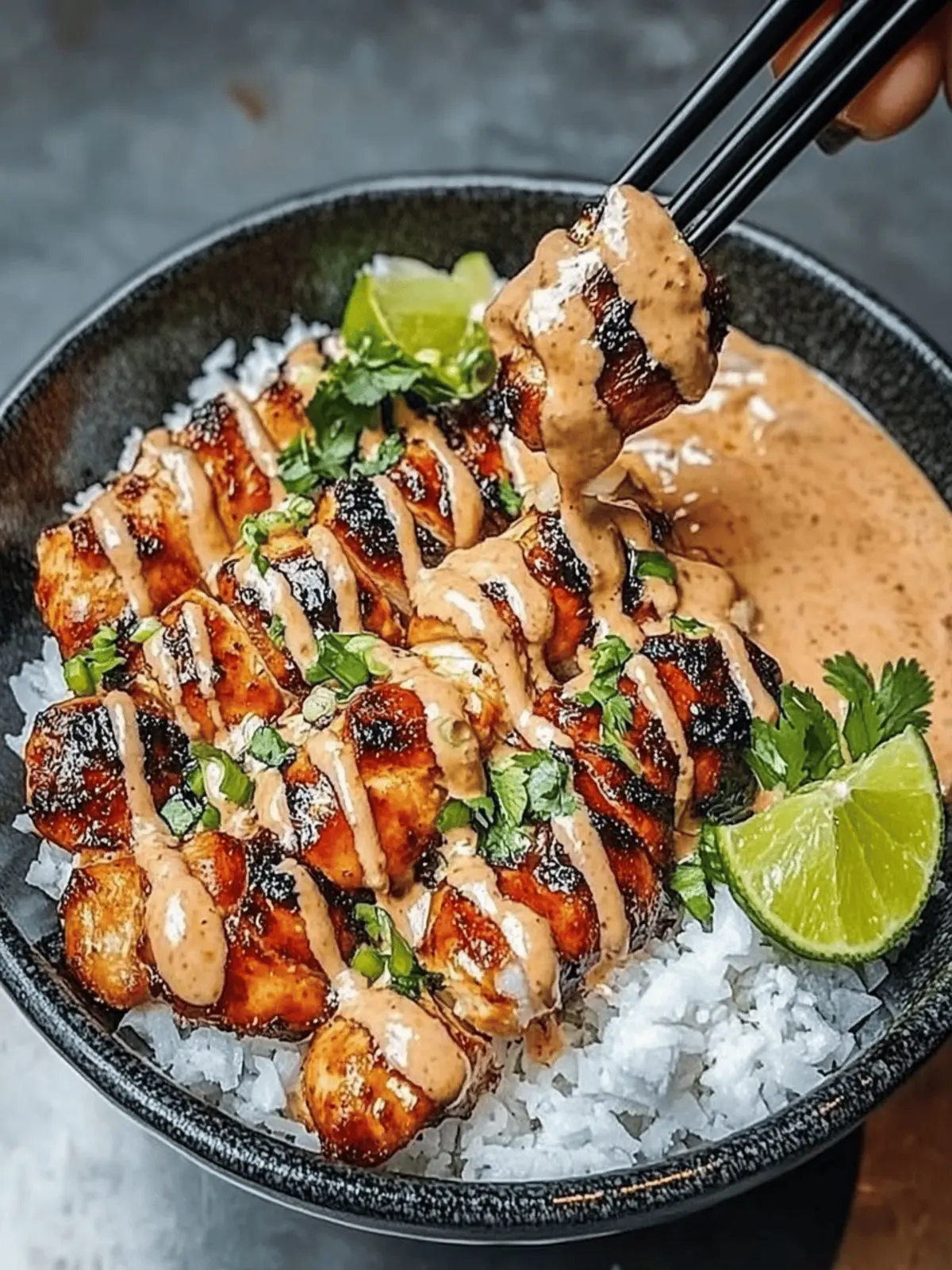 Sweet Chili Chicken Bowl with Coconut Lime Drizzle