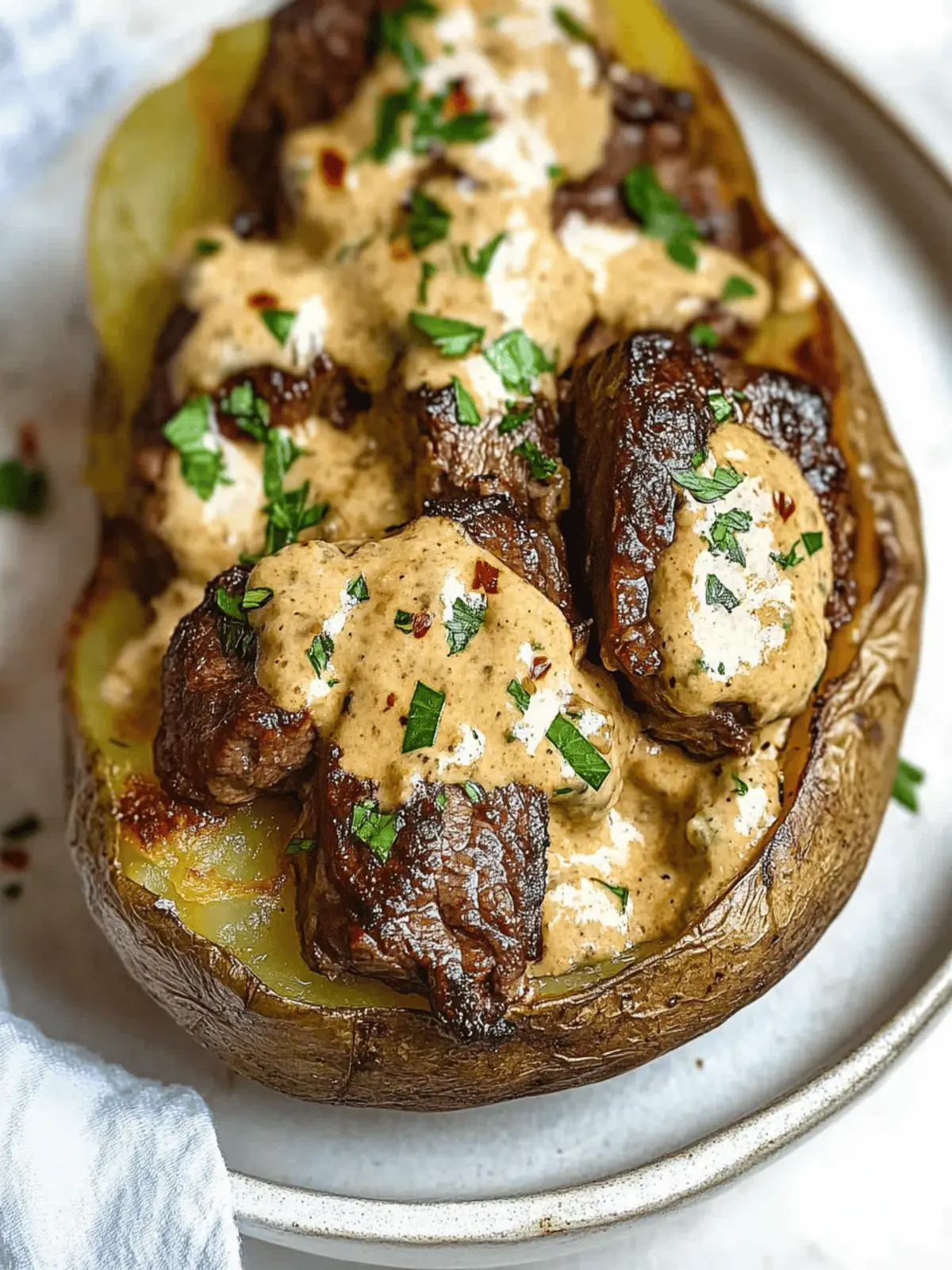 Loaded Baked Potato with Steak Bites for Ultimate Comfort Food