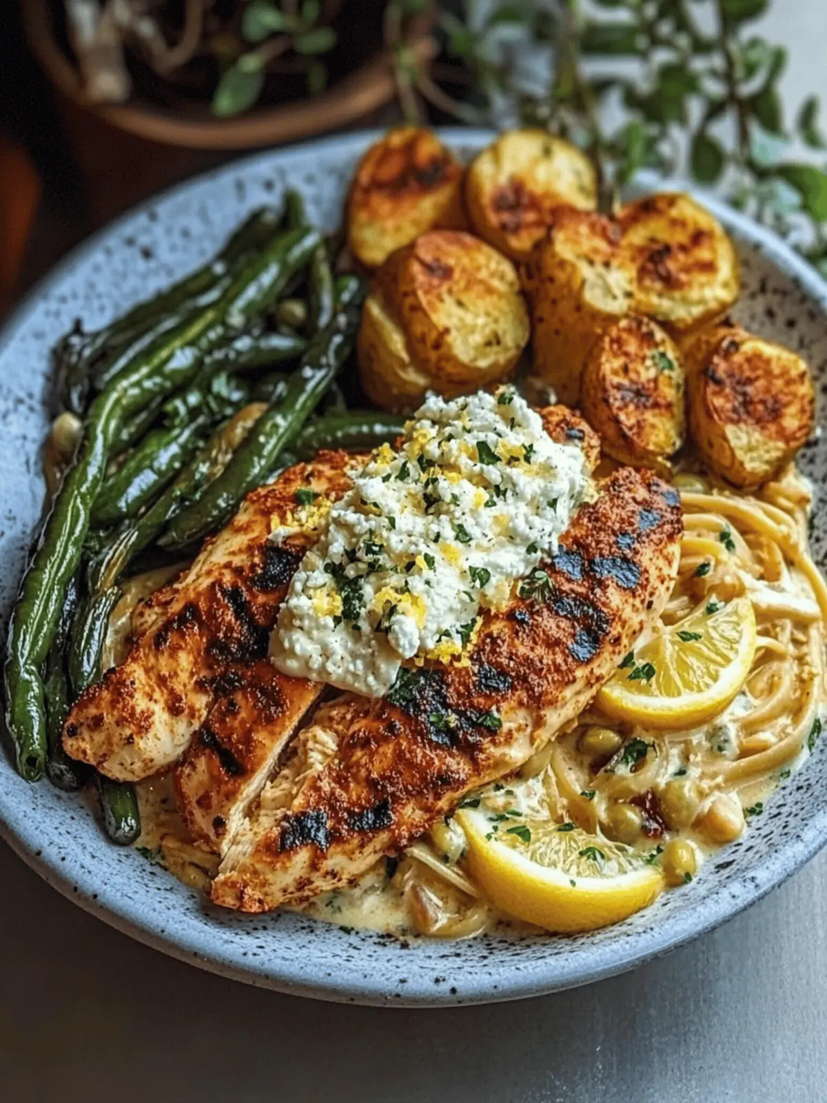 Smoky Paprika Chicken Alfredo with Luscious Lemon Feta Whip