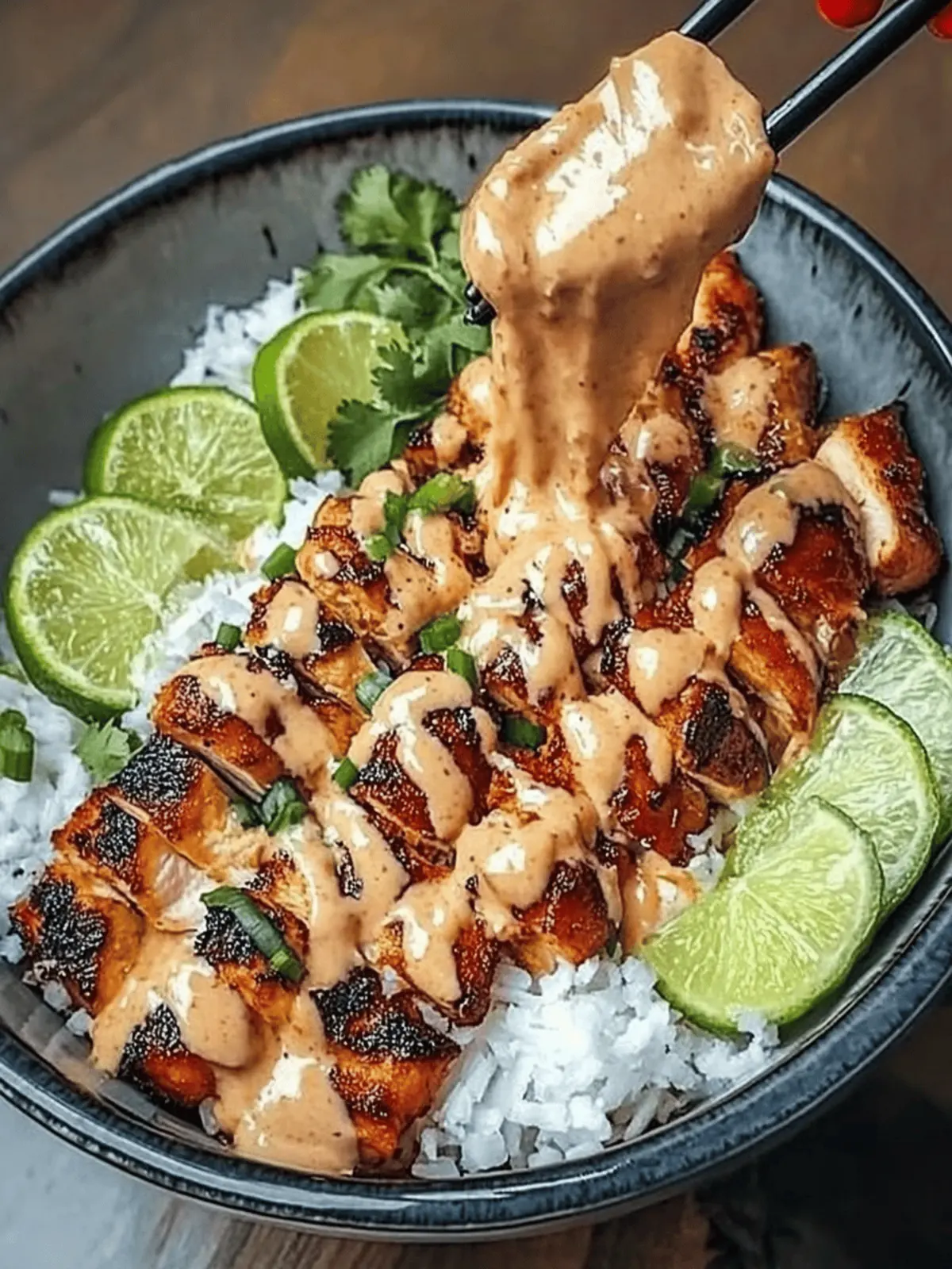 Sweet Chili Chicken Bowl with Coconut Lime Drizzle Delight