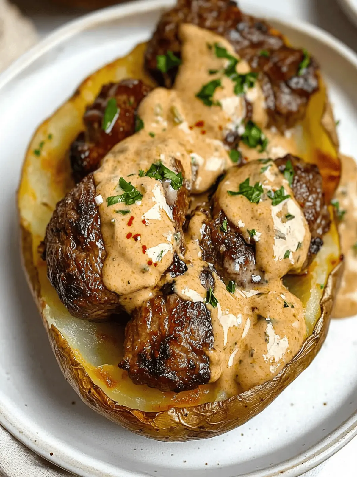 Loaded Baked Potato with Steak Bites
