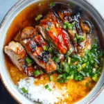 Caramelised Soy Chicken in Garlic Ginger Broth with Rice