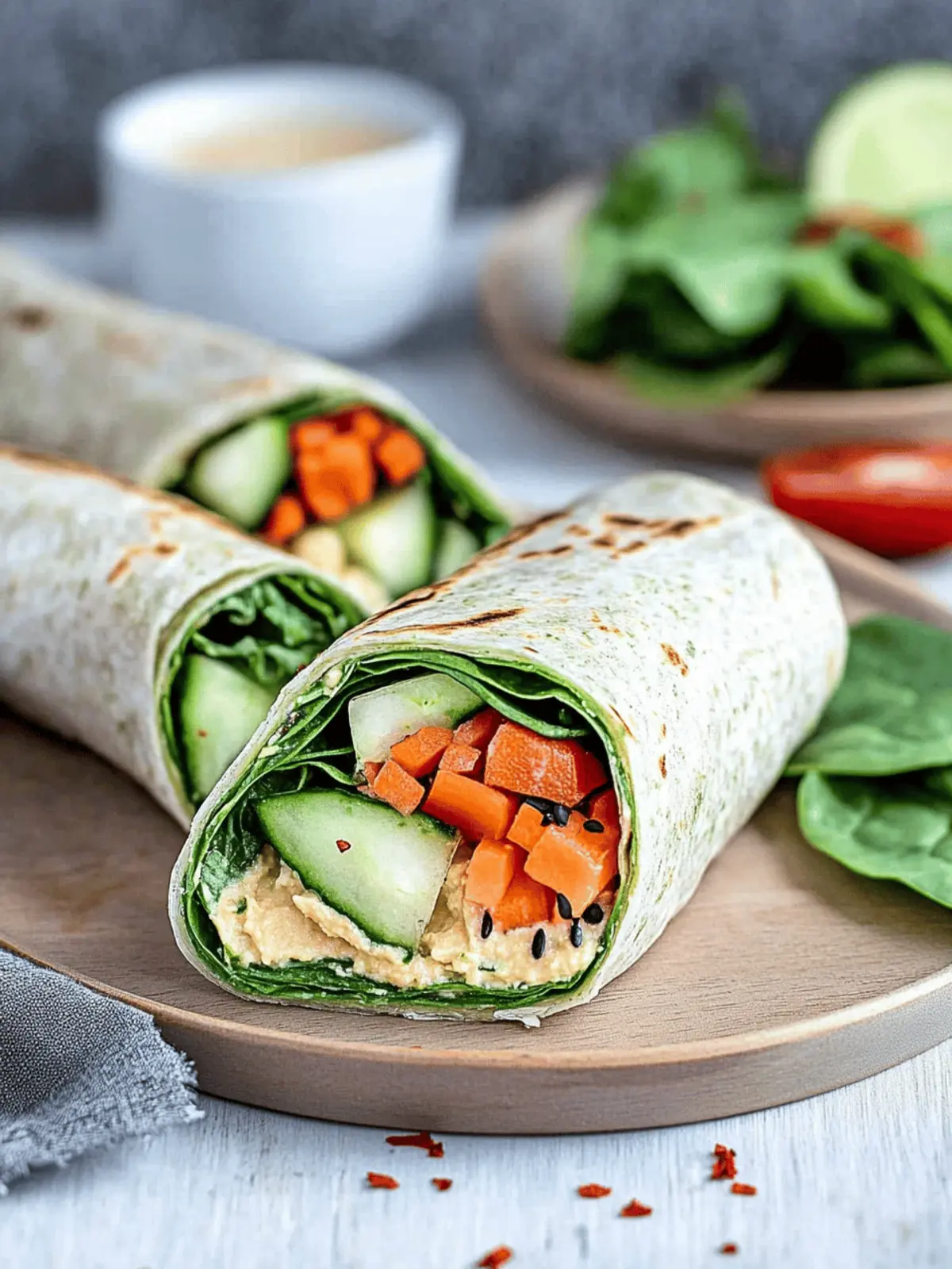 Veggie Spinach Wraps with Hummus