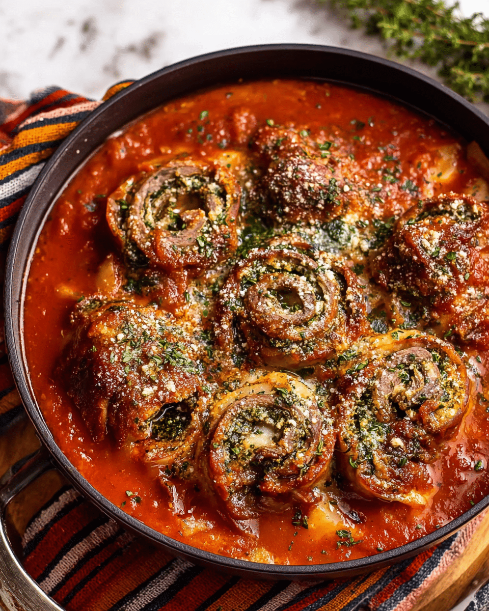 Italian Beef Braciole (Stuffed Steak Rolls)