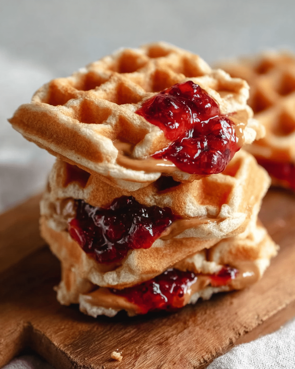 Mini Peanut Butter & Jelly Waffle Sandwiches