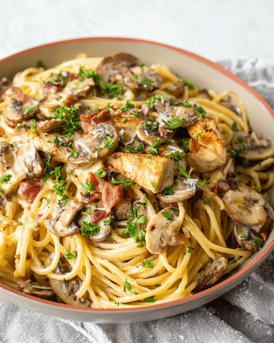 Chicken Bacon and Mushroom Pasta for One