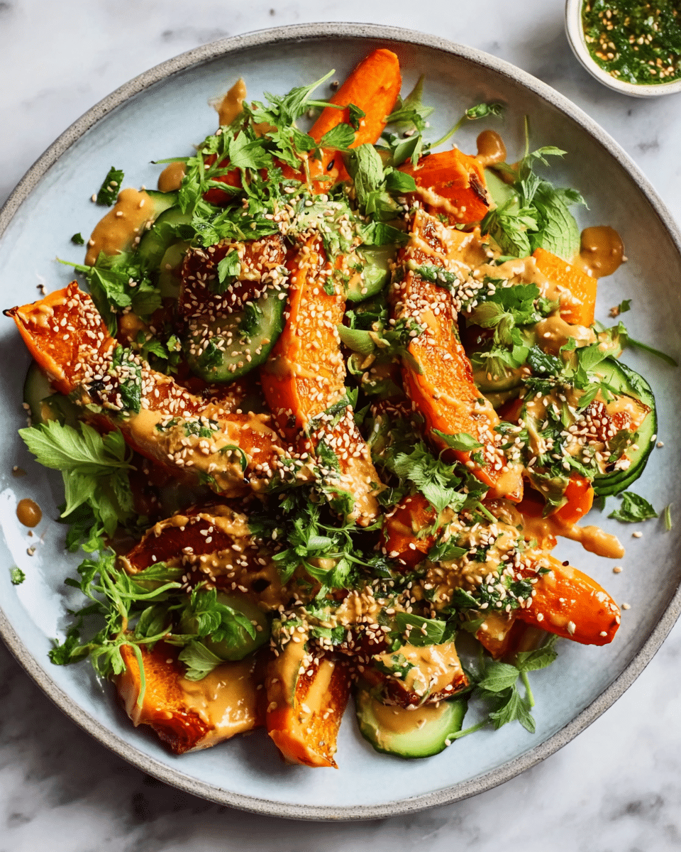 Roast Squash & Carrots with Peanut Dressing & Zingy Herbs
