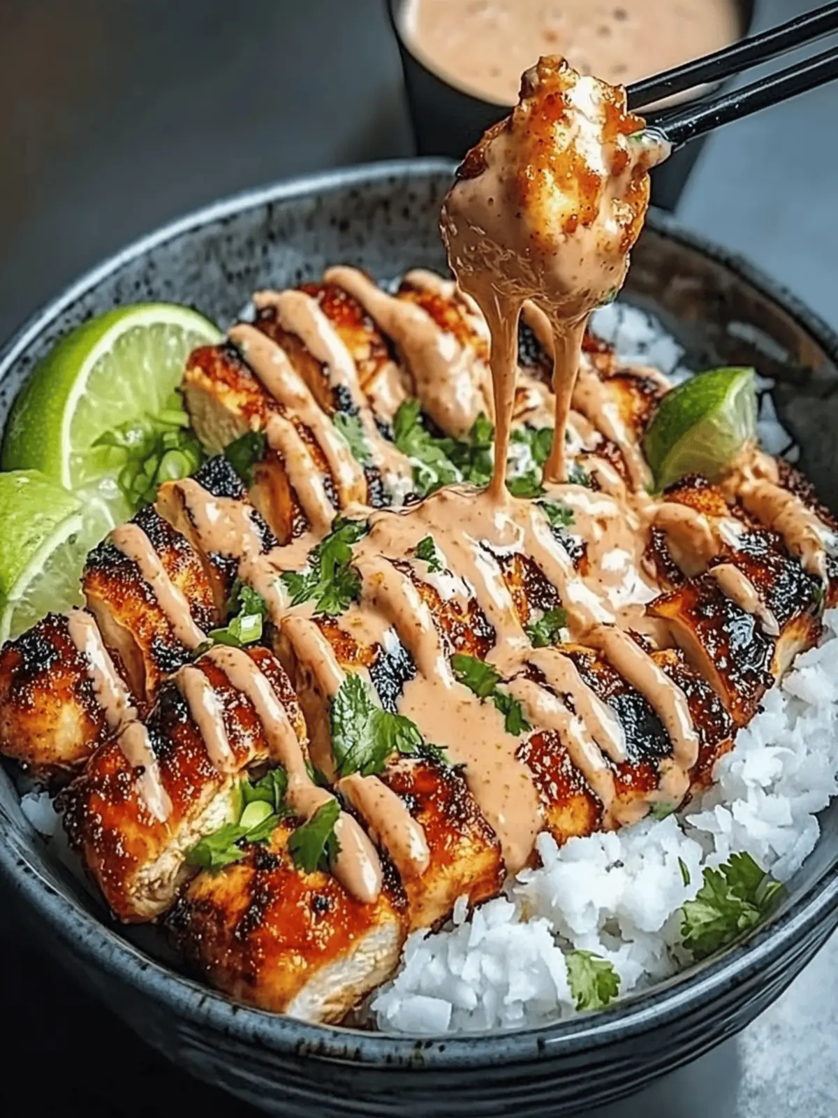 Sweet Chili Chicken Bowl with Coconut Lime Drizzle Delight