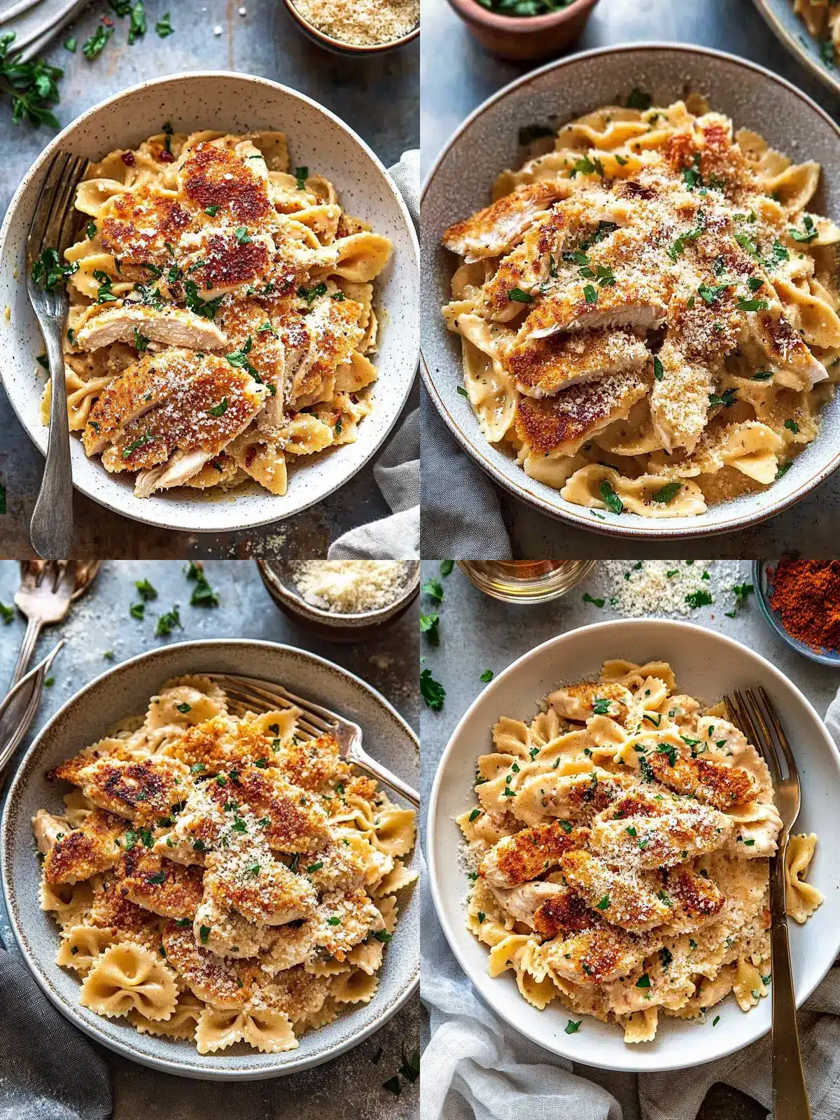 Southern Style Creamy Parmesan Chicken Pasta.