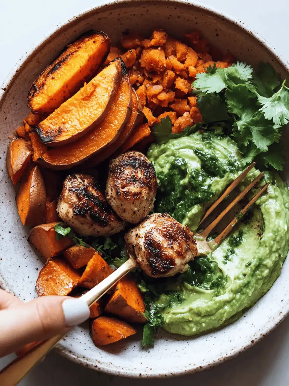 Avocado Mojo Bowls with Sweet Potato and Chicken