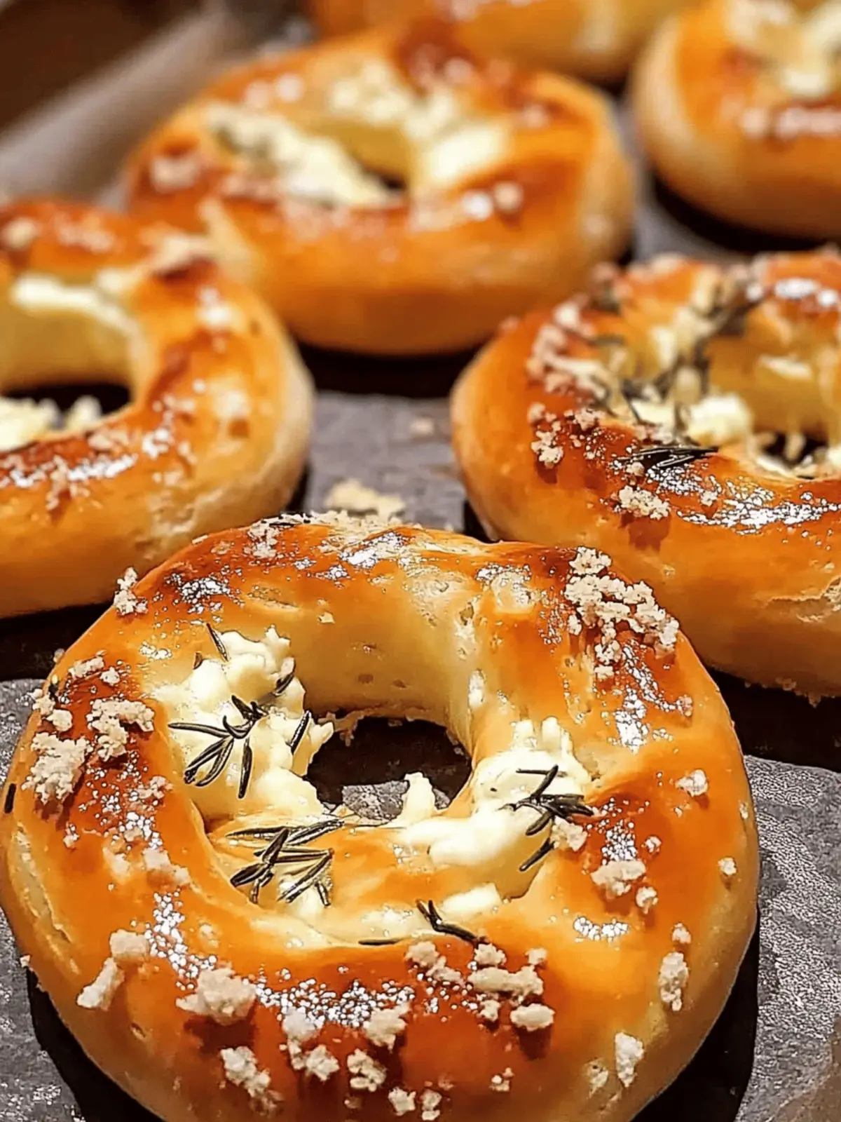 Rosemary Parmesan Pretzels with Mozzarella Filling