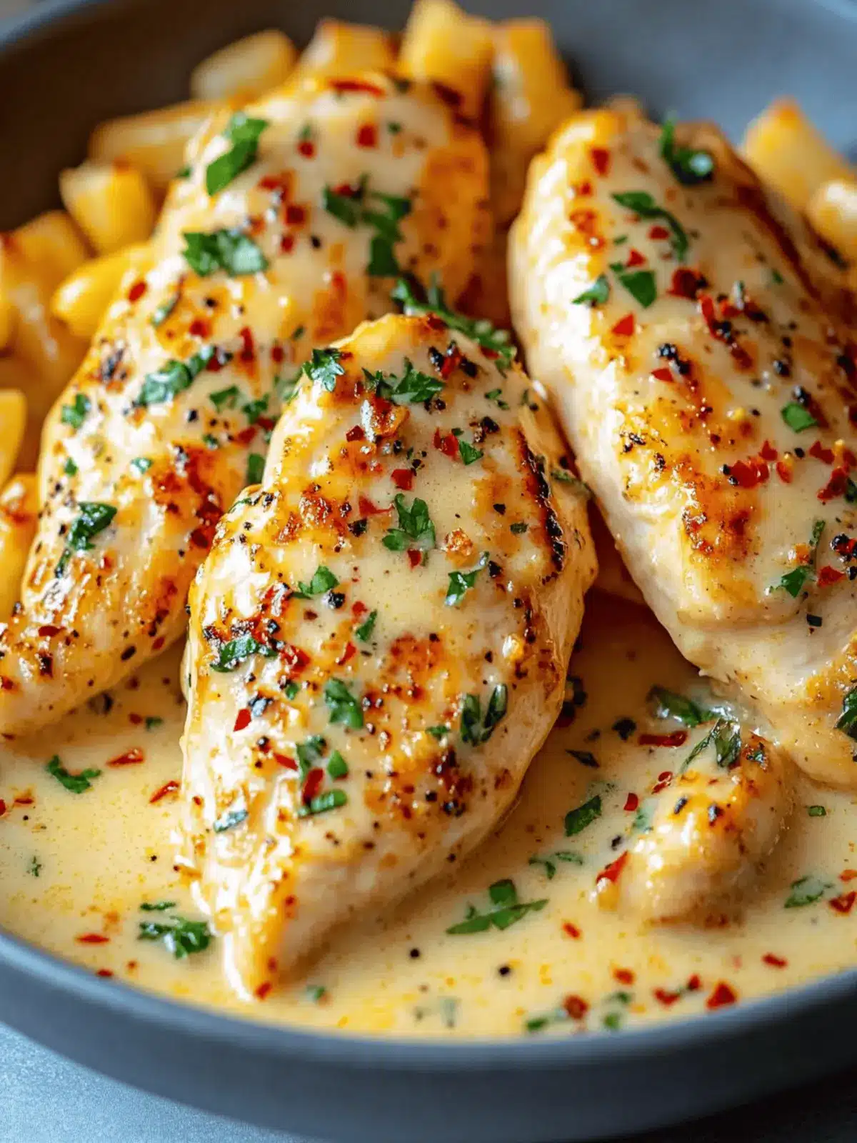 Chicken Fillet in Spicy, Creamy Garlic-Parmesan Sauce