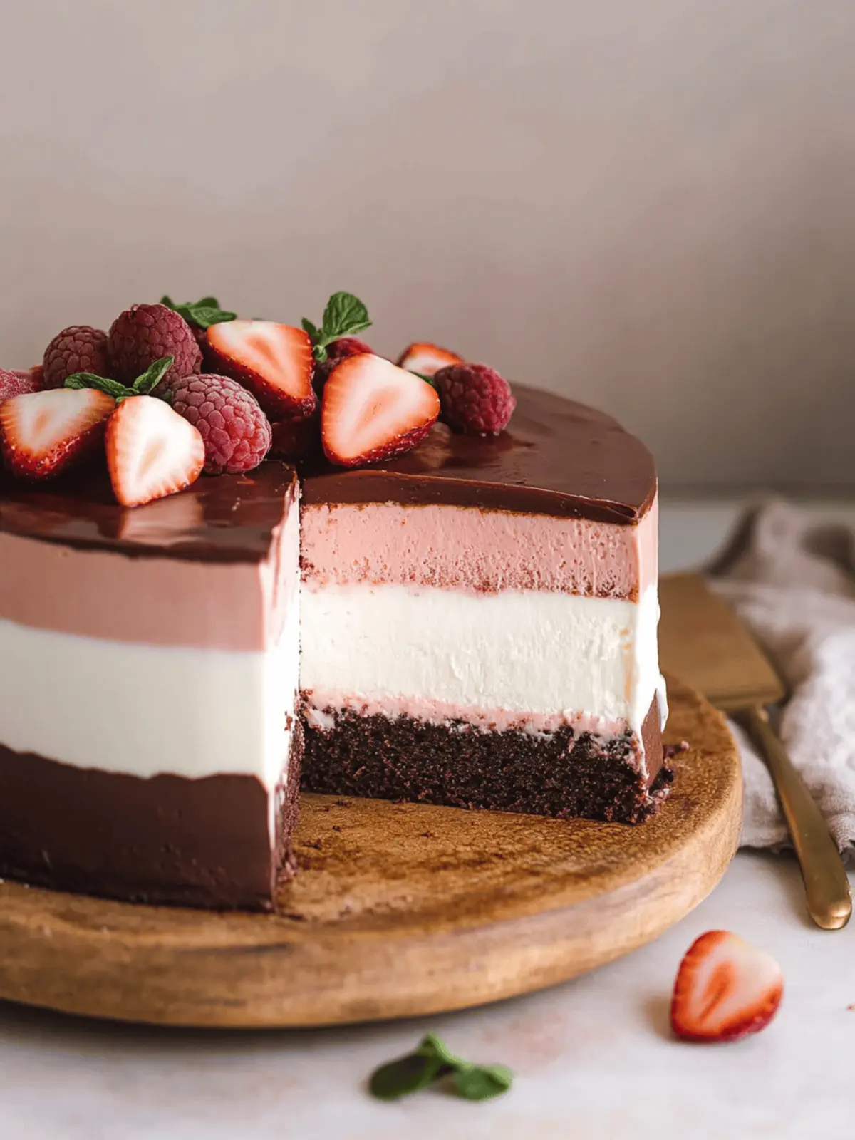 Neopolitan Ice Cream Mousse Cake