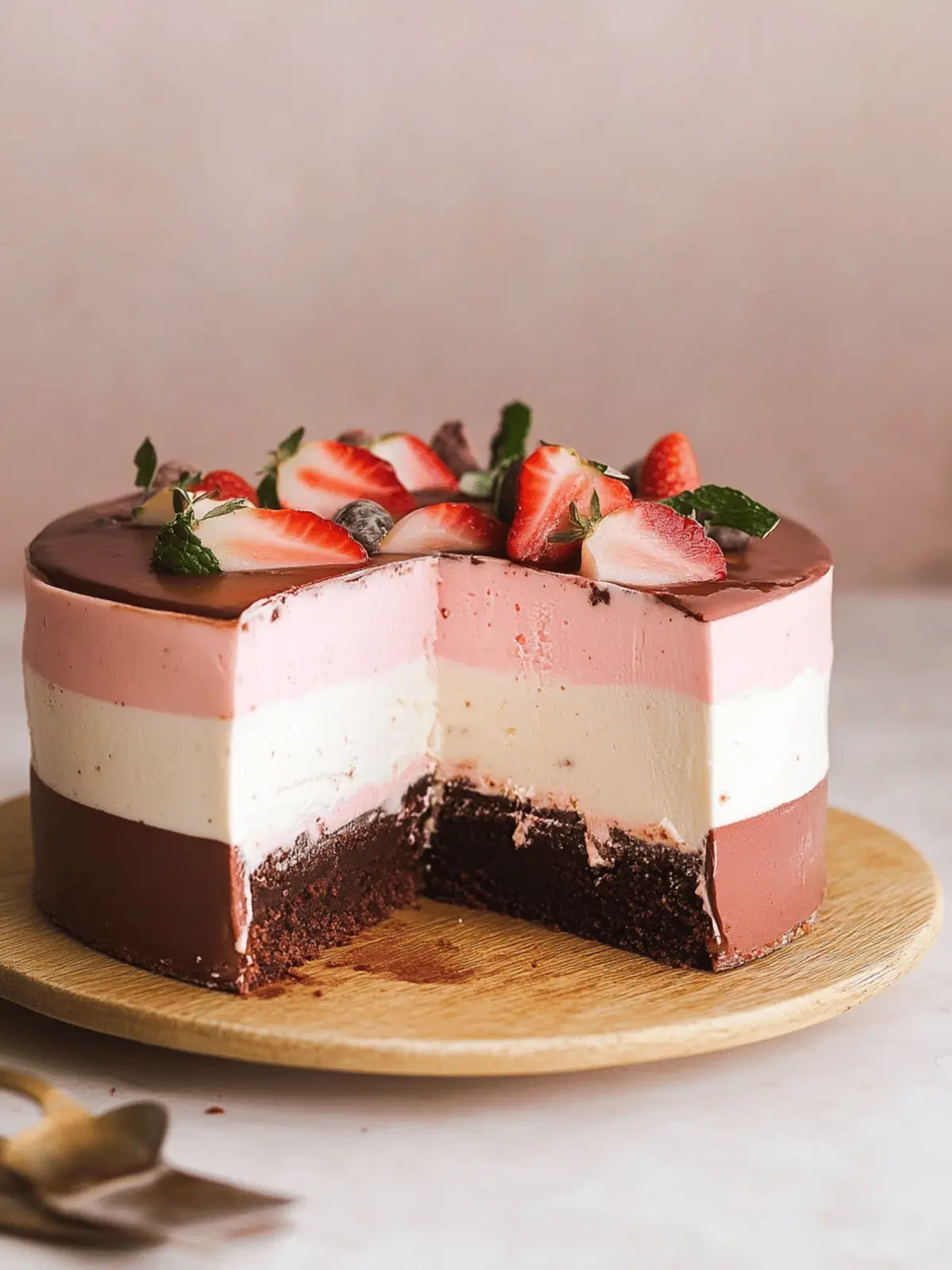 Neopolitan Ice Cream Mousse Cake