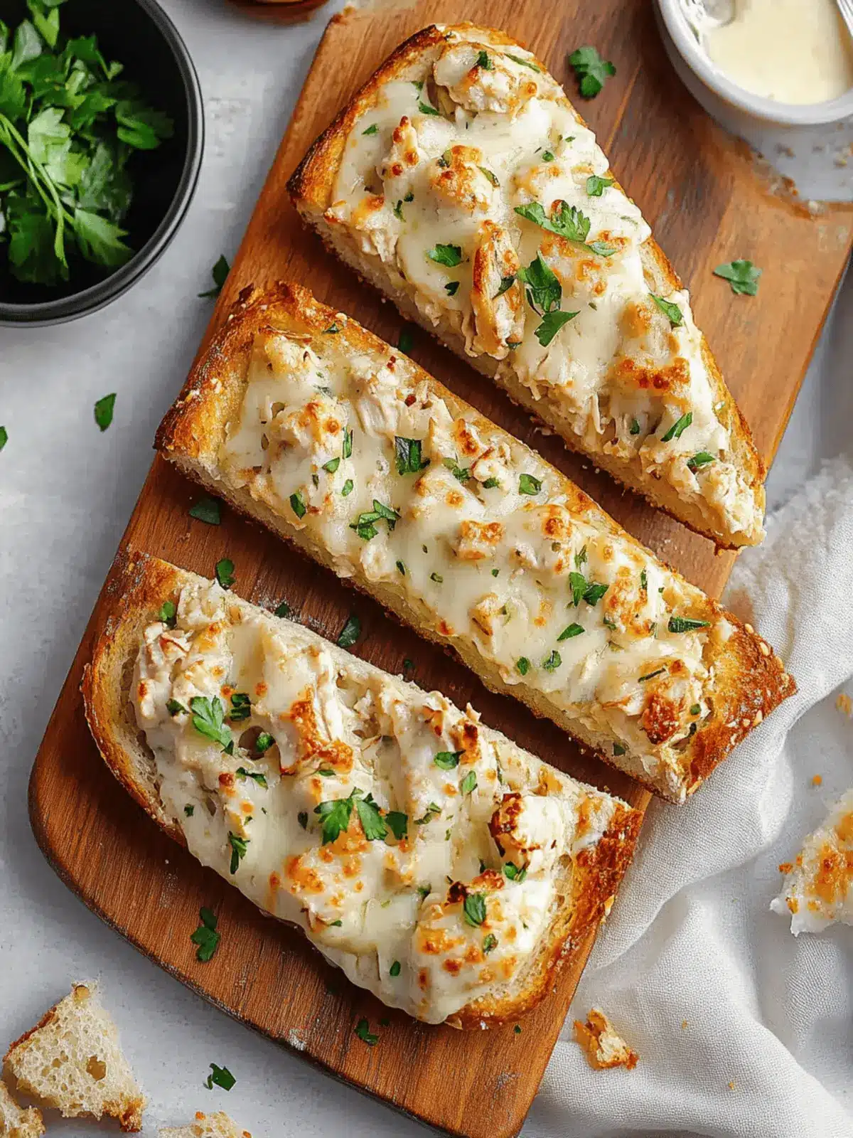 Chicken Alfredo Garlic Bread