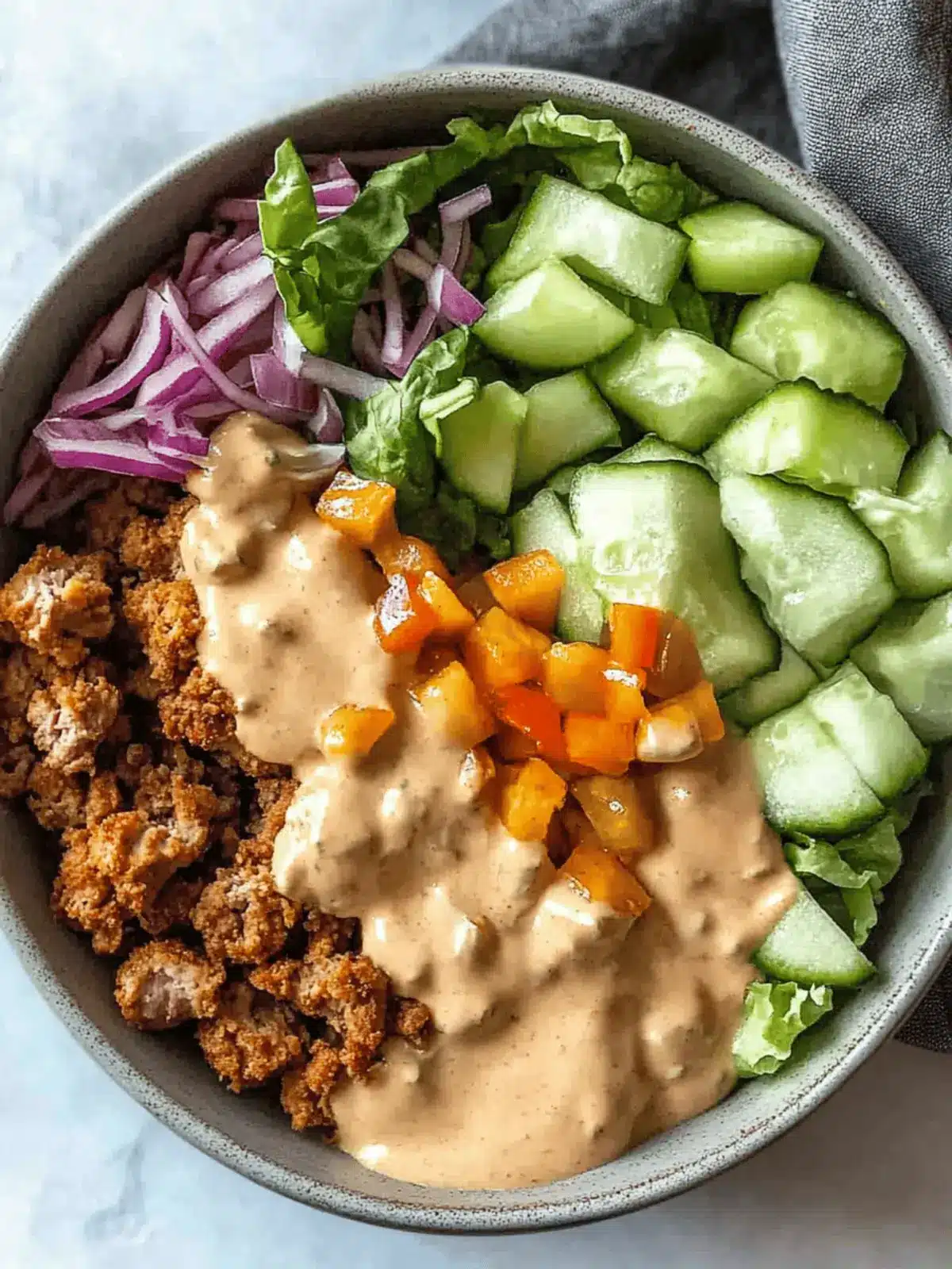 Easy Burger Bowl with Special Sauce (Big Mac Bowls)