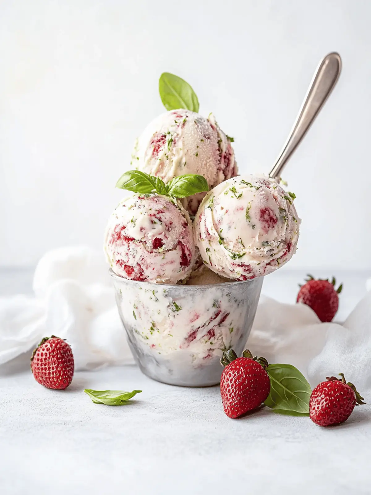 Roasted Strawberries & Lime Basil Ice Cream