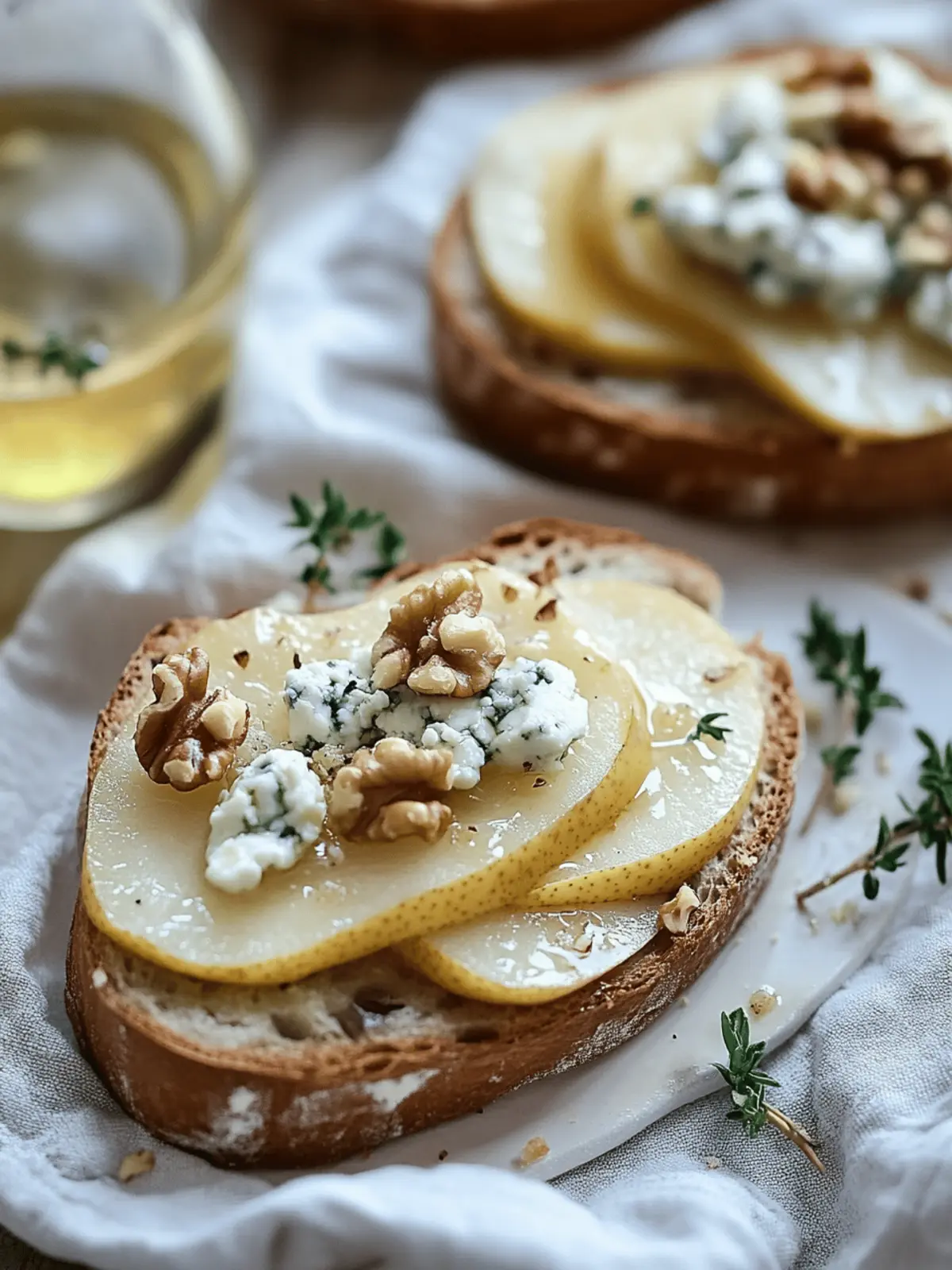 Pear and Gorgonzola Cheese on Toasted Walnut Bread