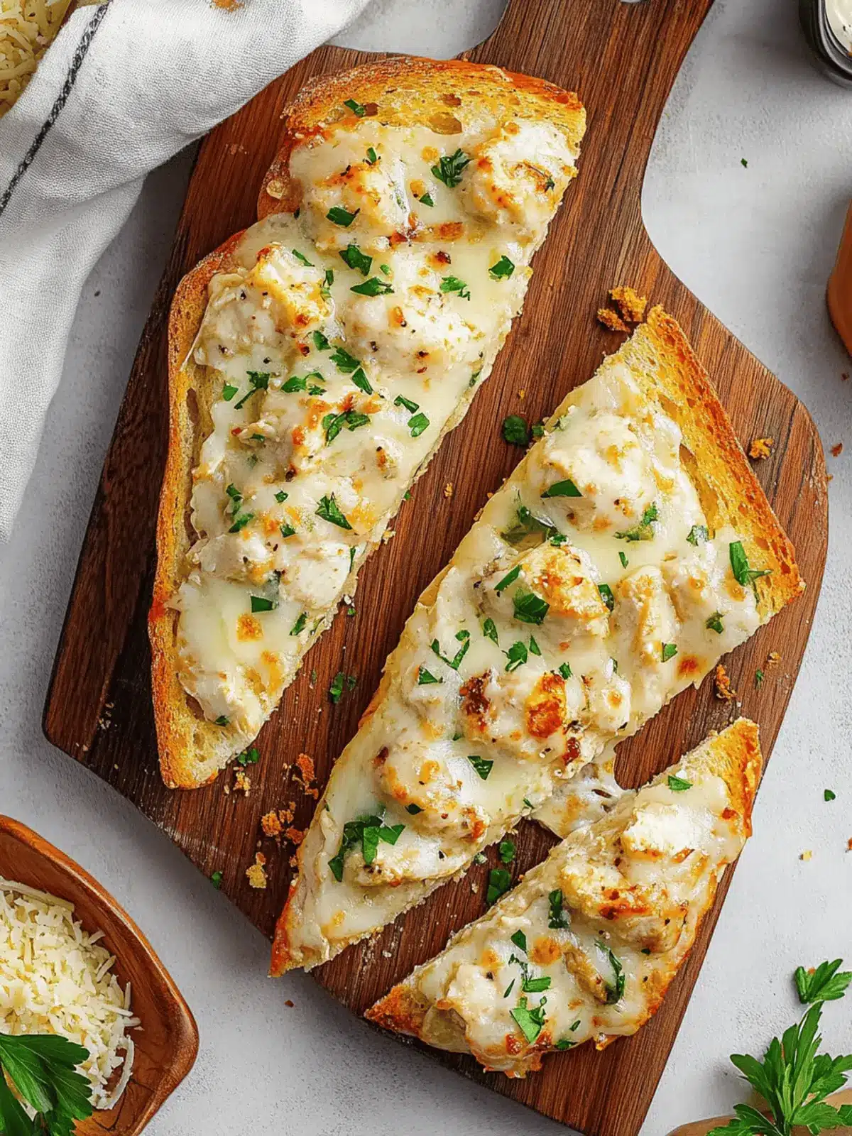 Chicken Alfredo Garlic Bread
