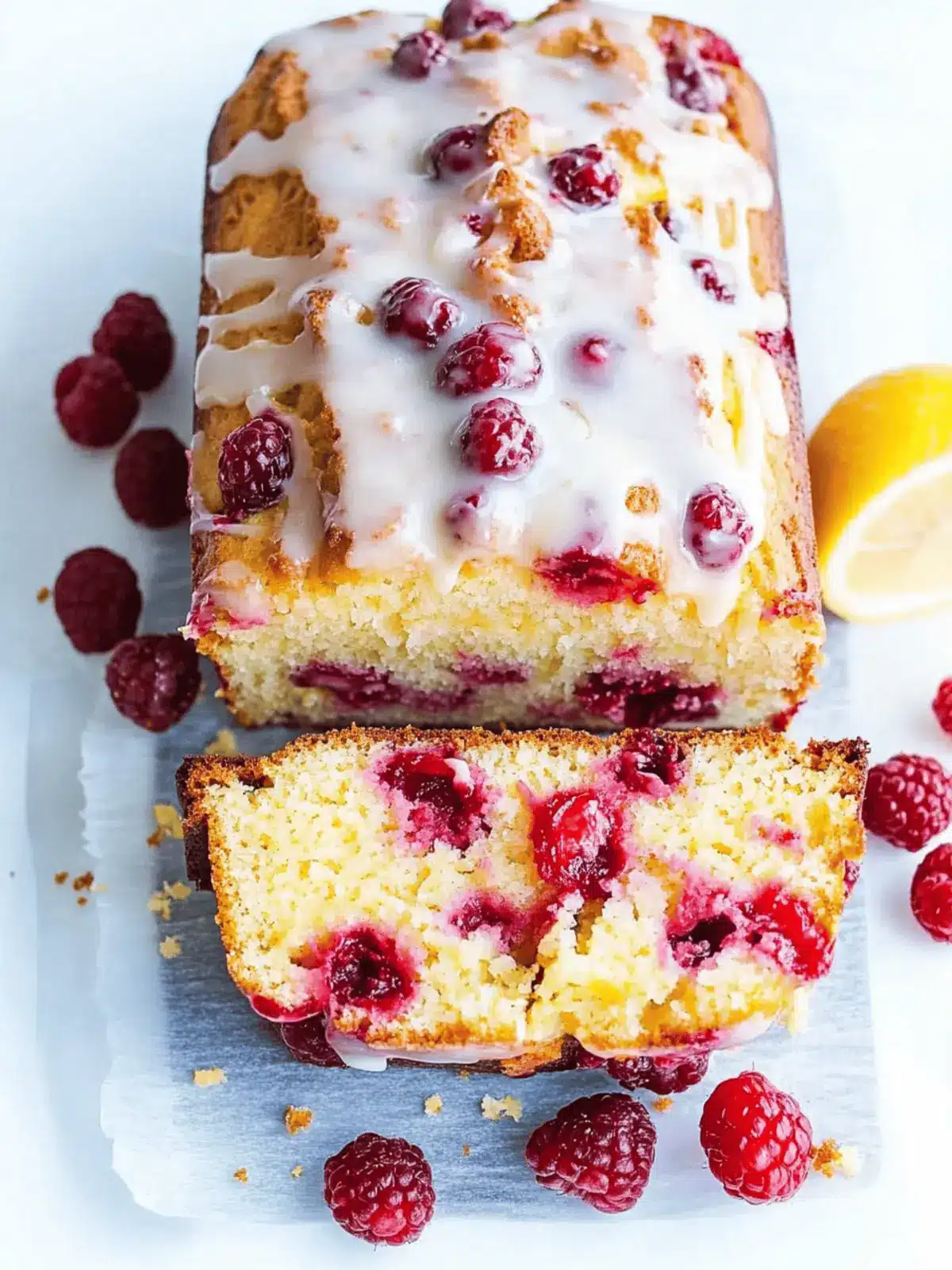 Mascarpone Raspberry Lemon Loaf with Lemony Glaze