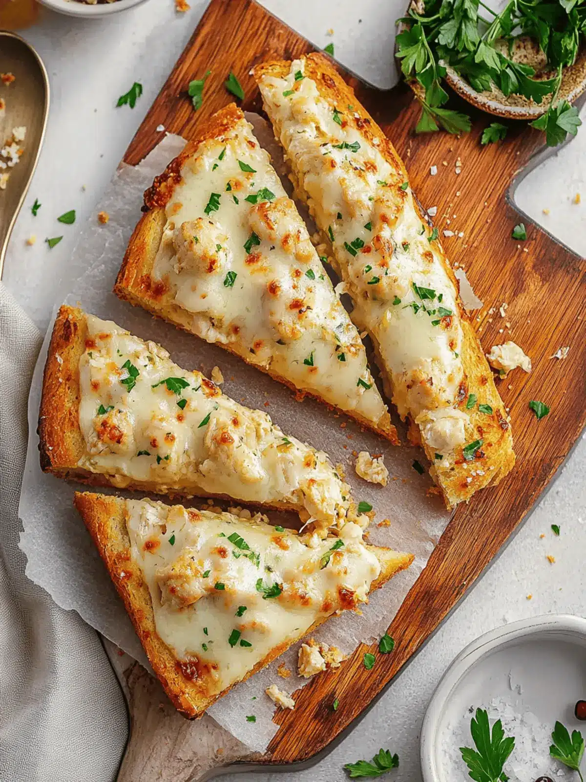 Chicken Alfredo Garlic Bread
