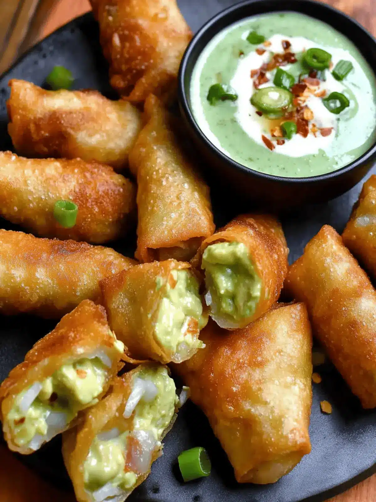 Crispy and Cheesy Elote Egg Rolls With Avocado Sauce