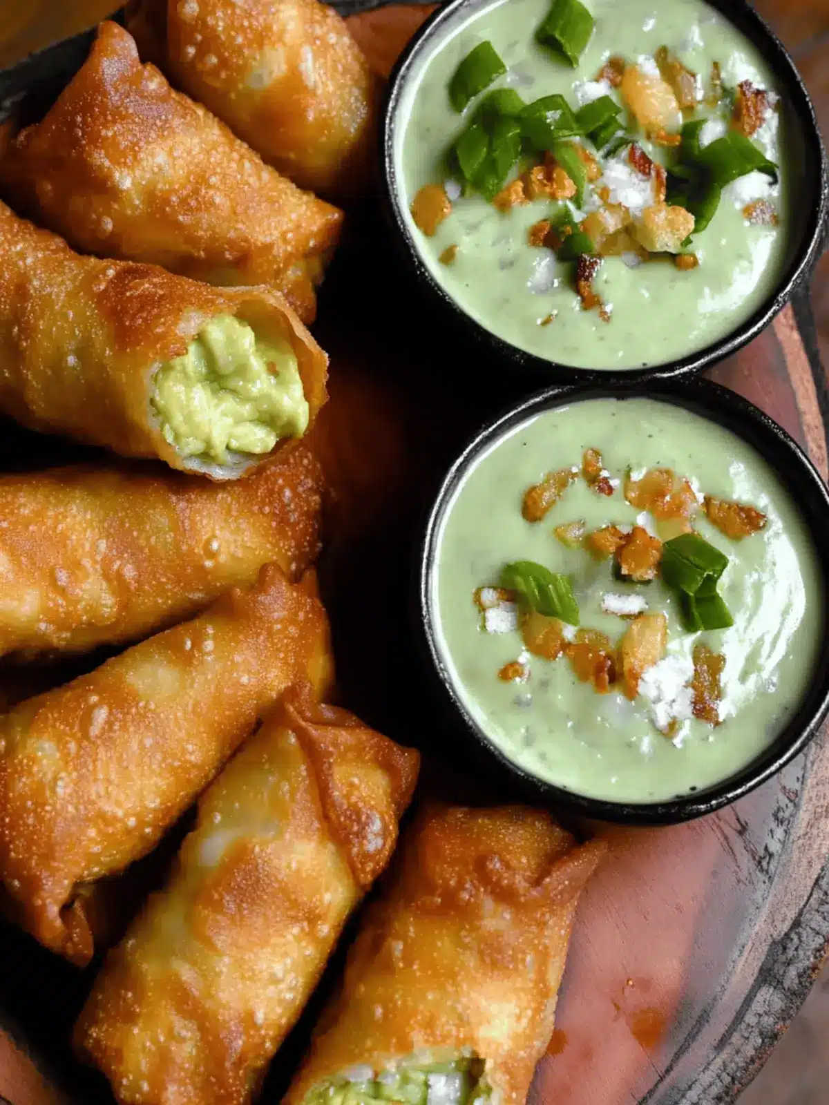 Crispy and Cheesy Elote Egg Rolls With Avocado Sauce