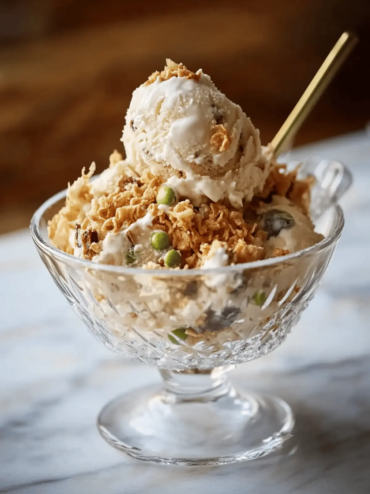 Kataifi Ice Cream with Mastiha Syrup