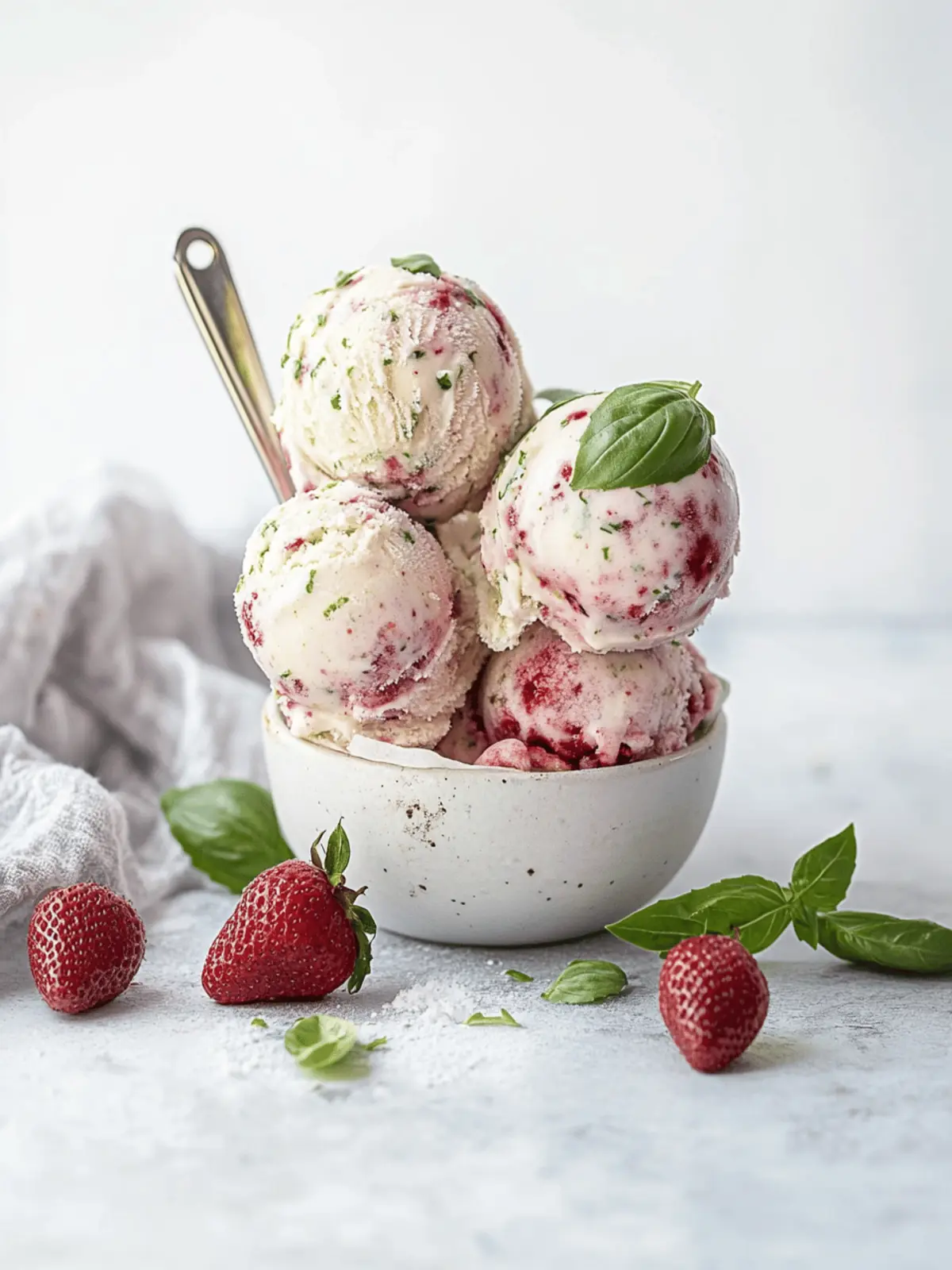 Roasted Strawberries & Lime Basil Ice Cream