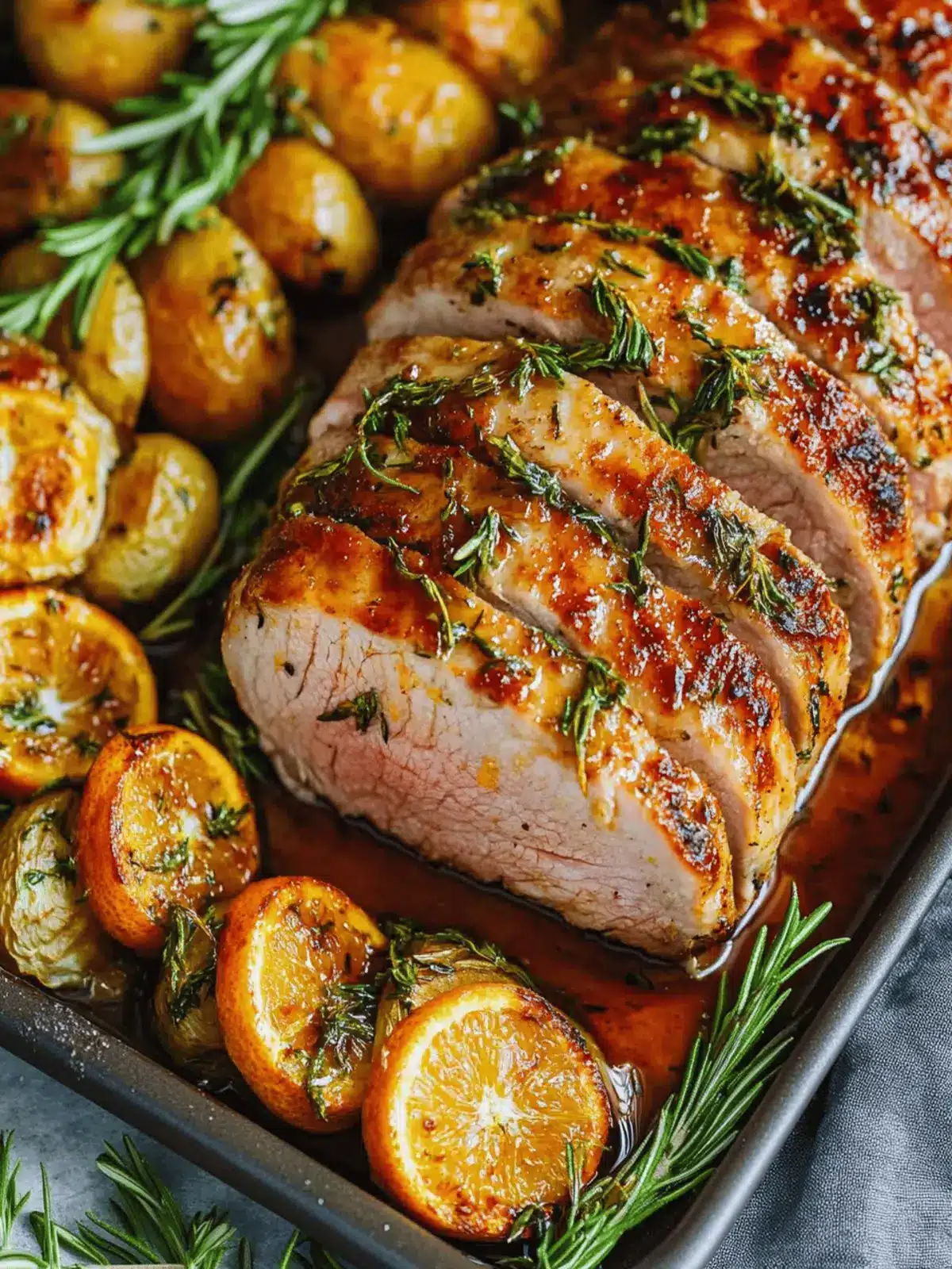 Rosemary Orange Glazed Roasted Pork Tenderloin