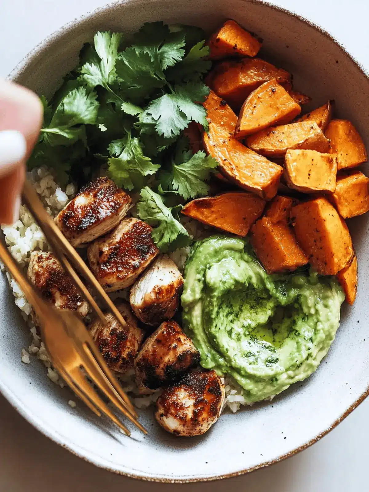 Avocado Mojo Bowls with Sweet Potato and Chicken