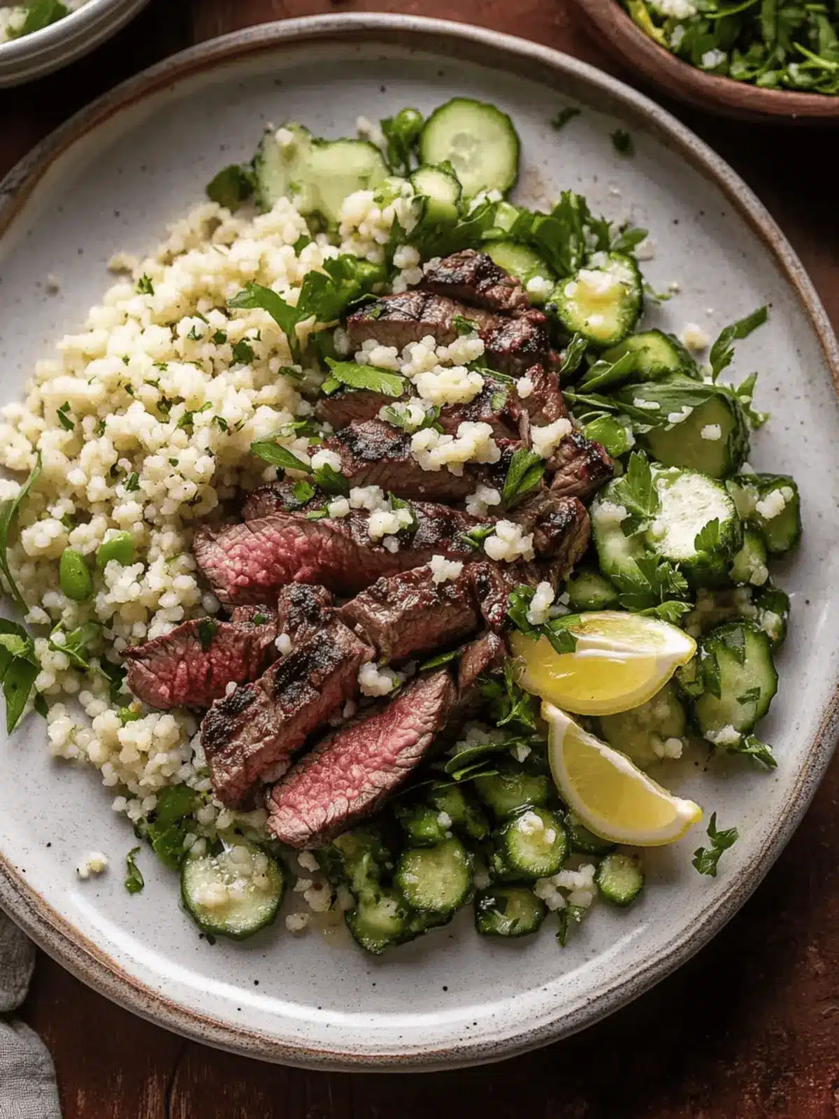 Grilled Skirt Steak with Lemon Herb Couscous Salad