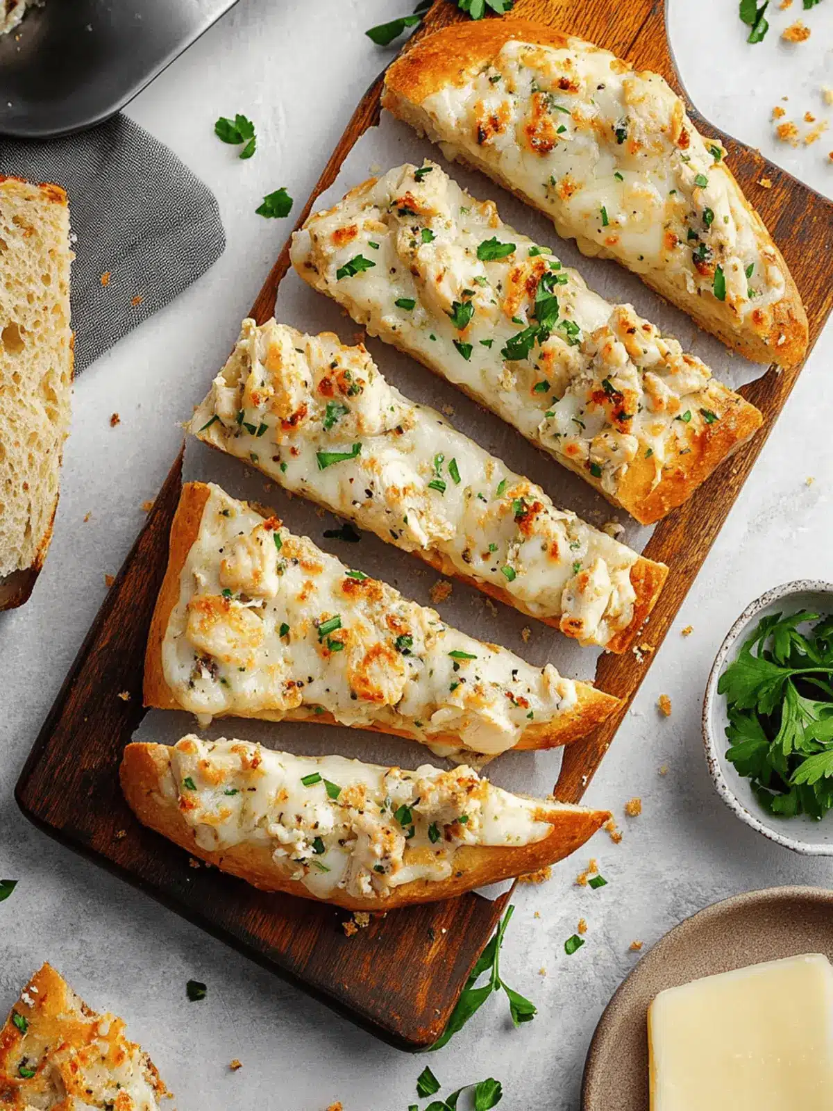 Chicken Alfredo Garlic Bread