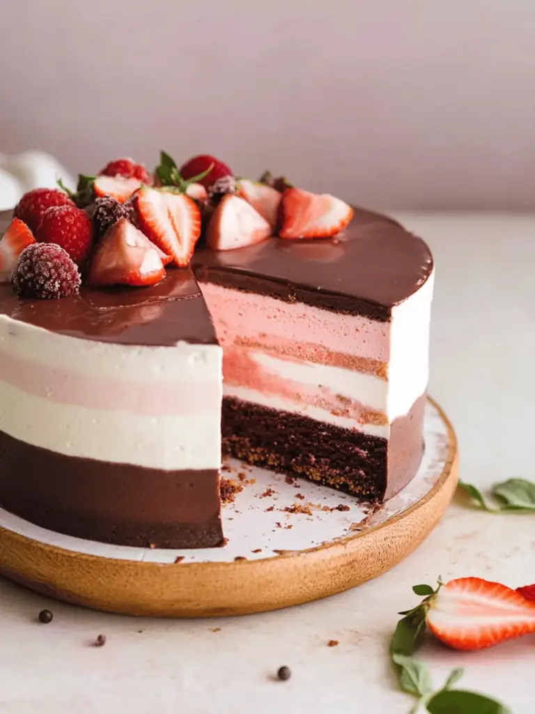 Neopolitan Ice Cream Mousse Cake