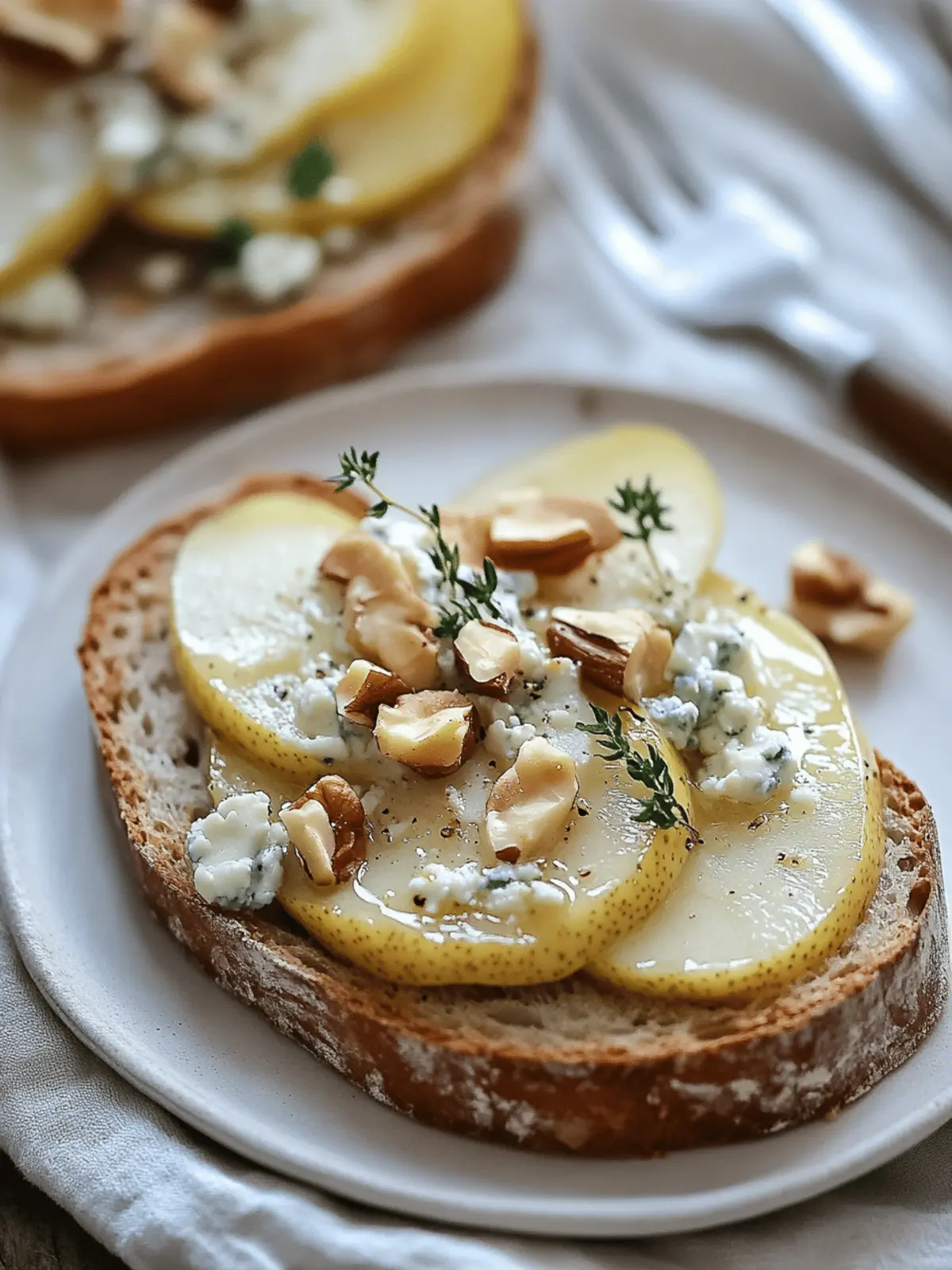 Pear and Gorgonzola Cheese on Toasted Walnut Bread