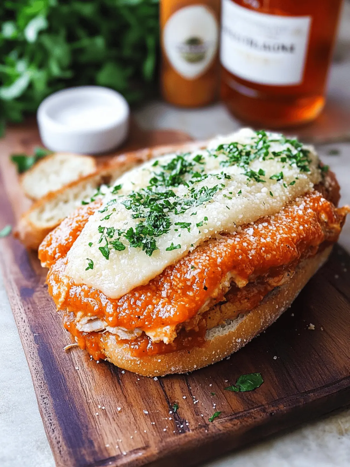 Vodka Sauce Chicken Parmesan Sandwich