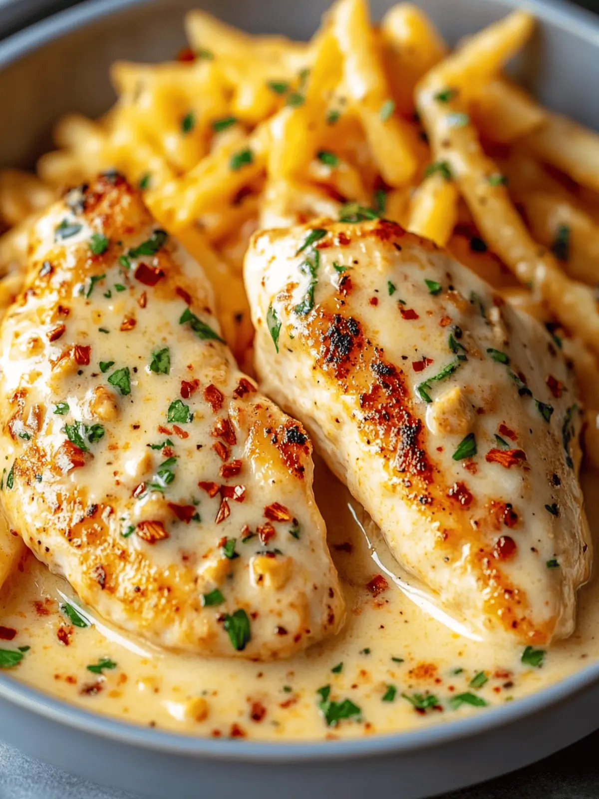 Chicken Fillet in Spicy, Creamy Garlic-Parmesan Sauce