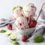 Roasted Strawberries & Lime Basil Ice Cream