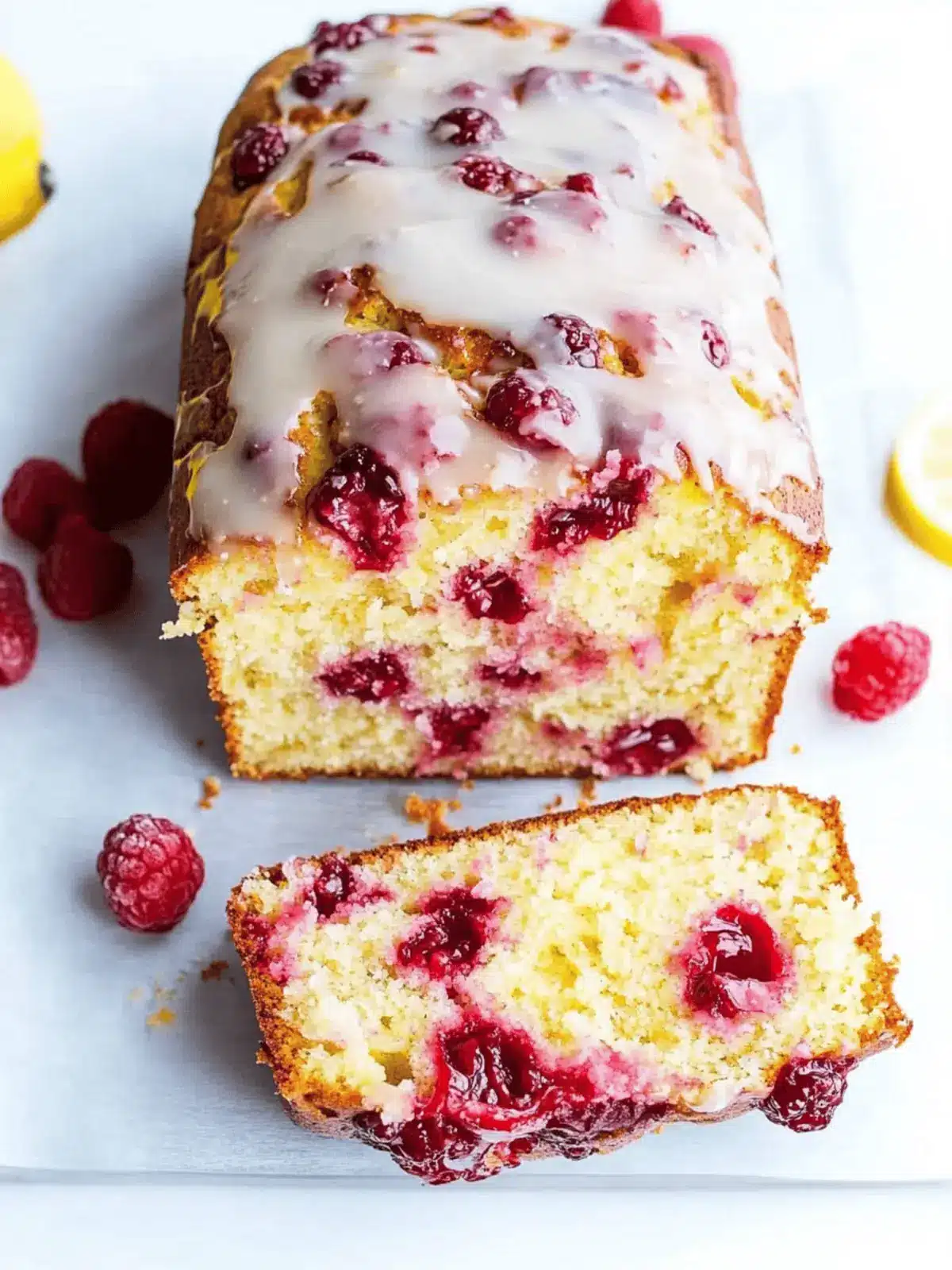 Mascarpone Raspberry Lemon Loaf with Lemony Glaze