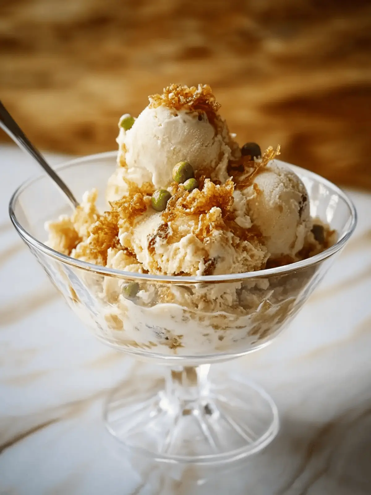 Kataifi Ice Cream with Mastiha Syrup