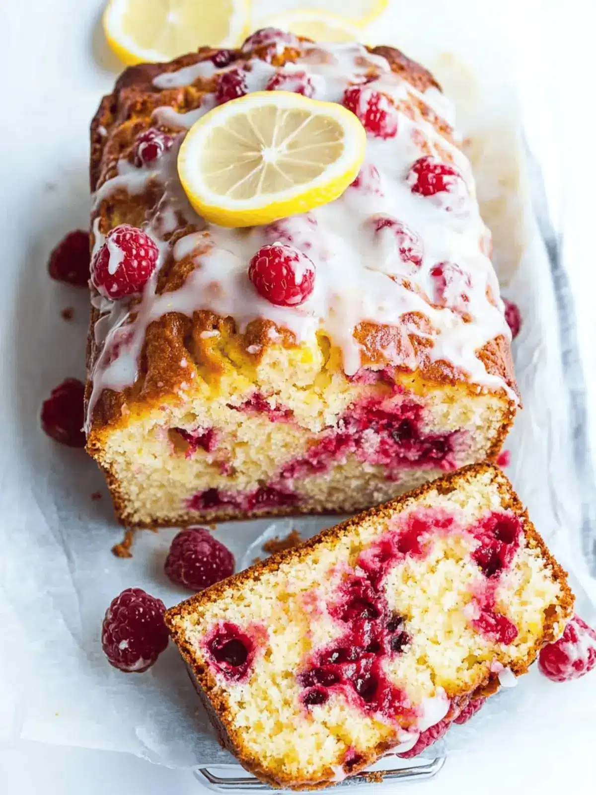 Mascarpone Raspberry Lemon Loaf with Lemony Glaze
