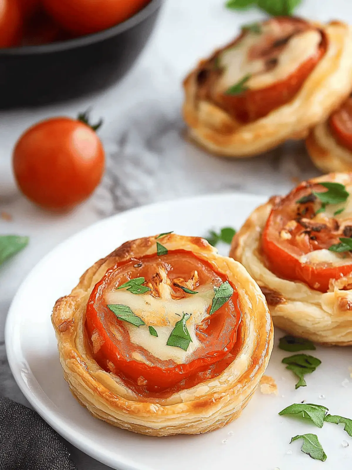 Easy Mini Tomato Tarts with Puff Pastry