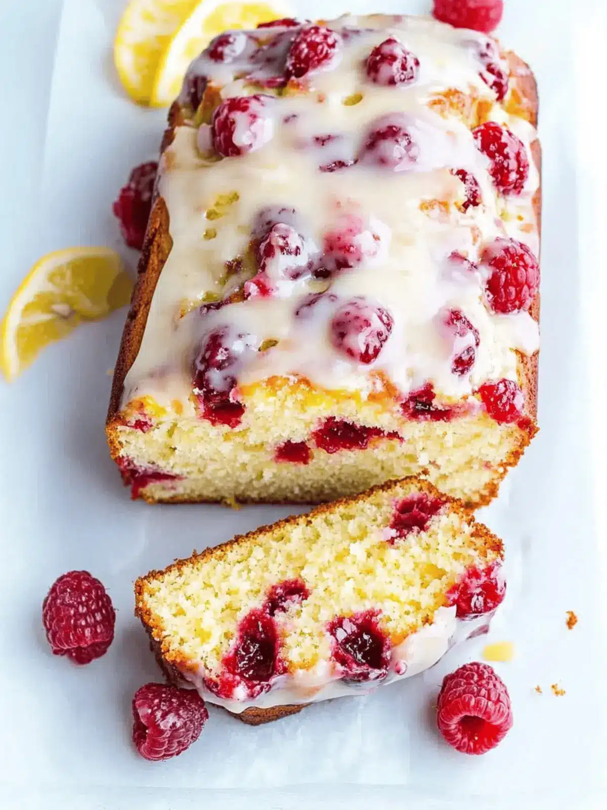 Mascarpone Raspberry Lemon Loaf with Lemony Glaze