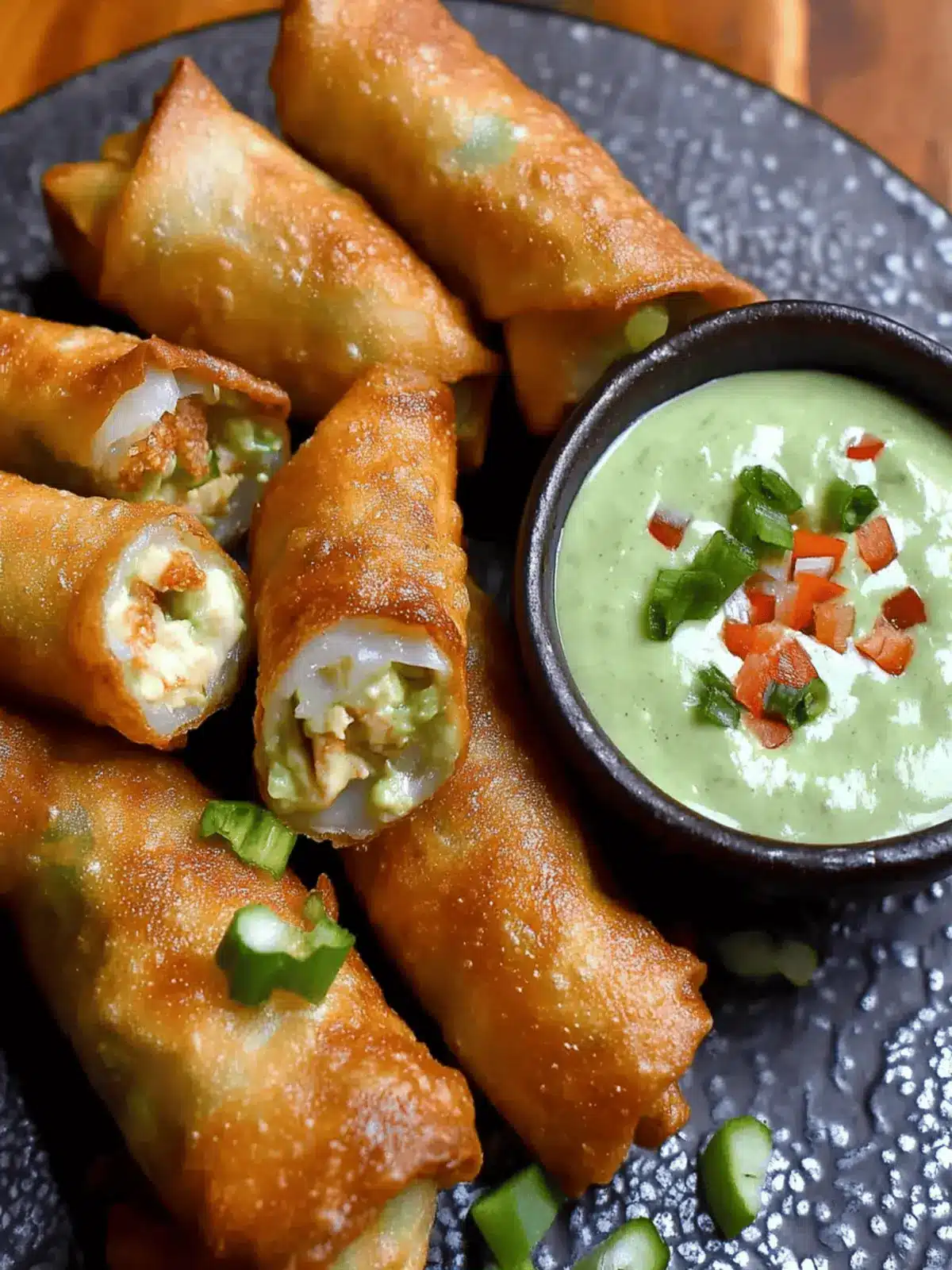 Crispy and Cheesy Elote Egg Rolls With Avocado Sauce