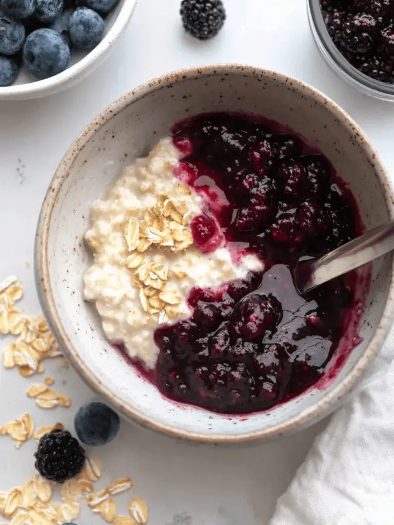 Custard Oats with Mixed Berry Compote