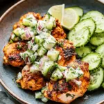 Spicy Mediterranean Chicken with Creamy Cucumber Salad