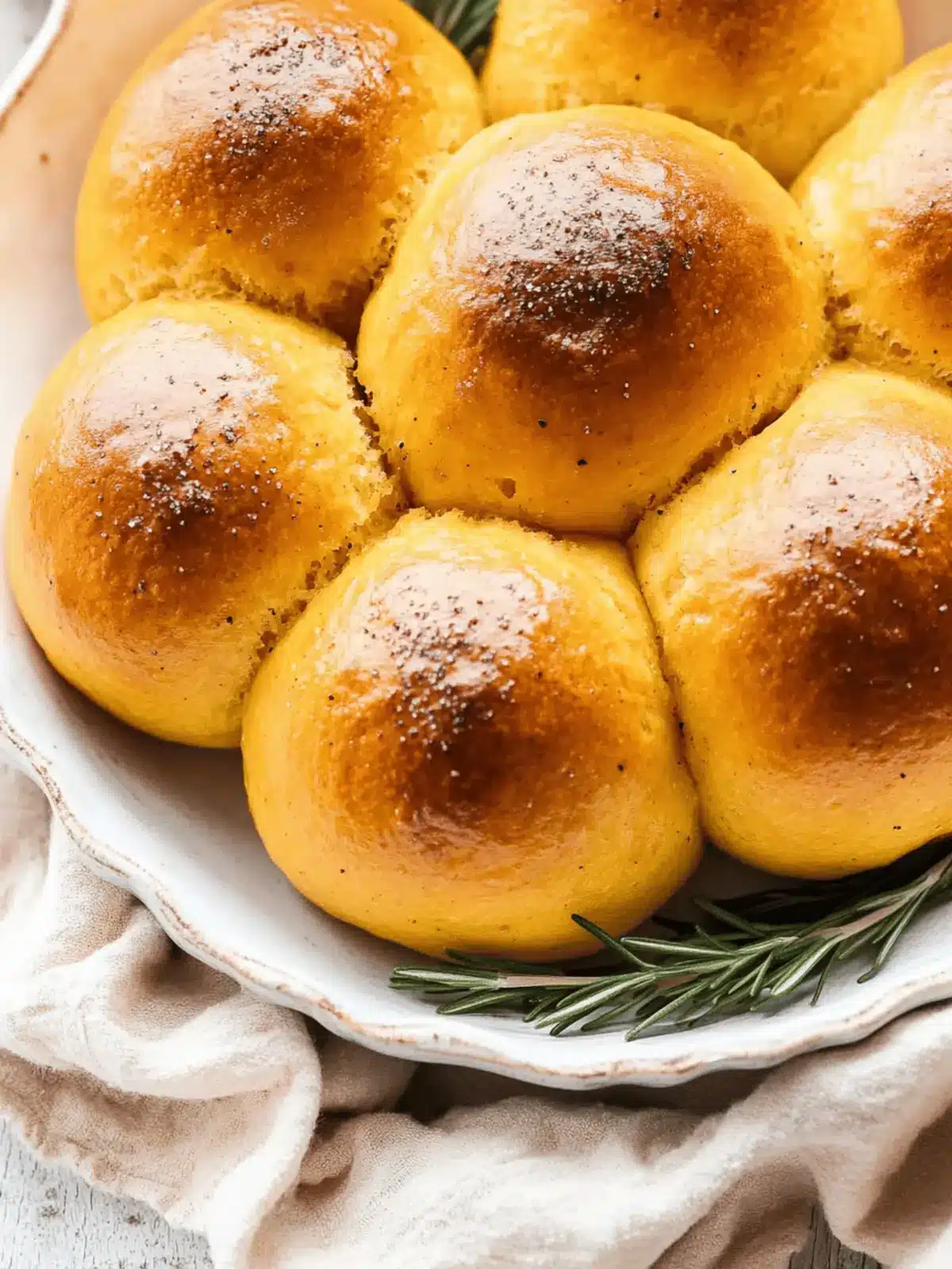 Rosemary pumpkin dinner rolls
