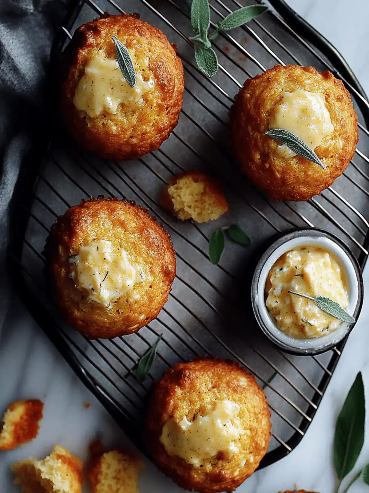 Cheddar Apple Cornbread Muffins with Maple Sage Butter Bliss 2 Cheddar Apple Cornbread Muffins with Maple Sage Butter