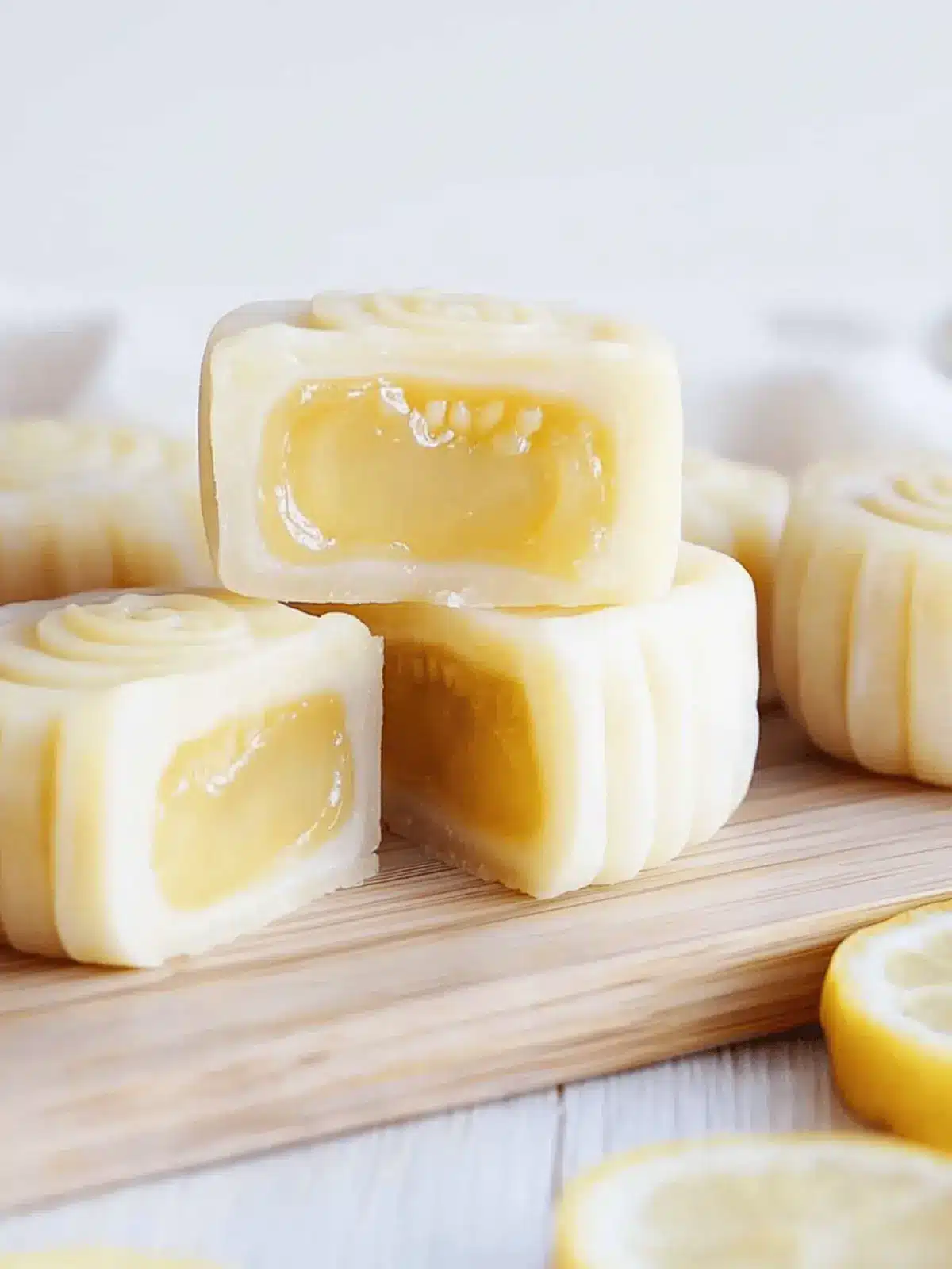 Lemon Snow Skin Mooncakes with Lemon Curd Lava Filling